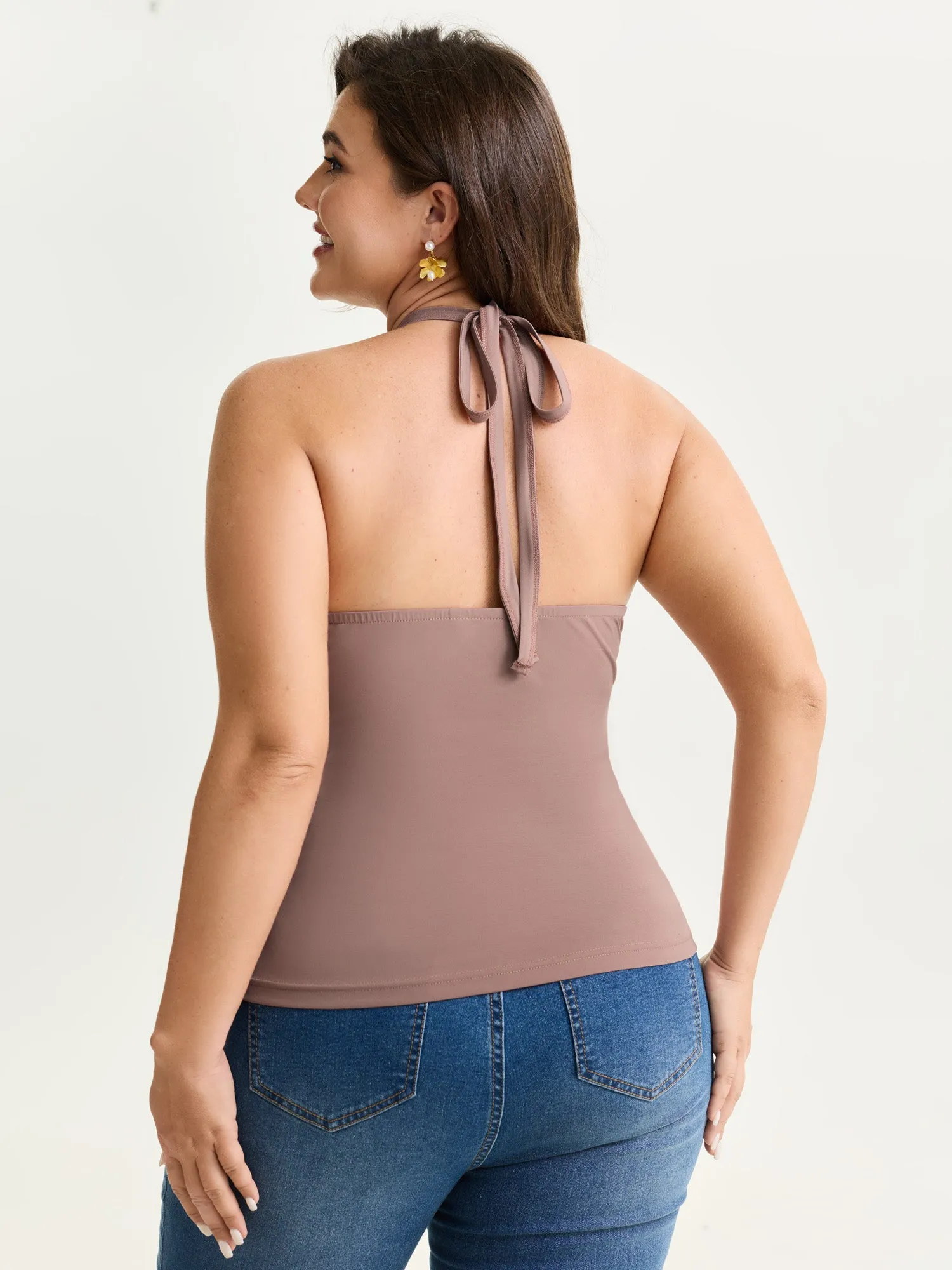 Ruched Front V-Neck Fitted Tank Top sold by Bloomchic product image thumbnail 4