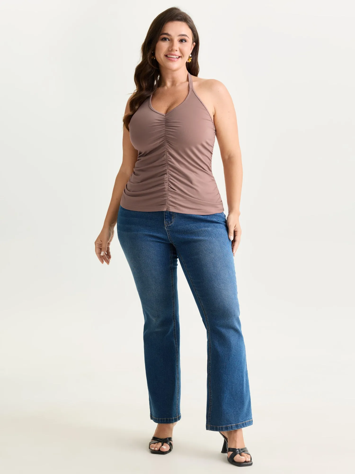Ruched Front V-Neck Fitted Tank Top sold by Bloomchic product image thumbnail 3