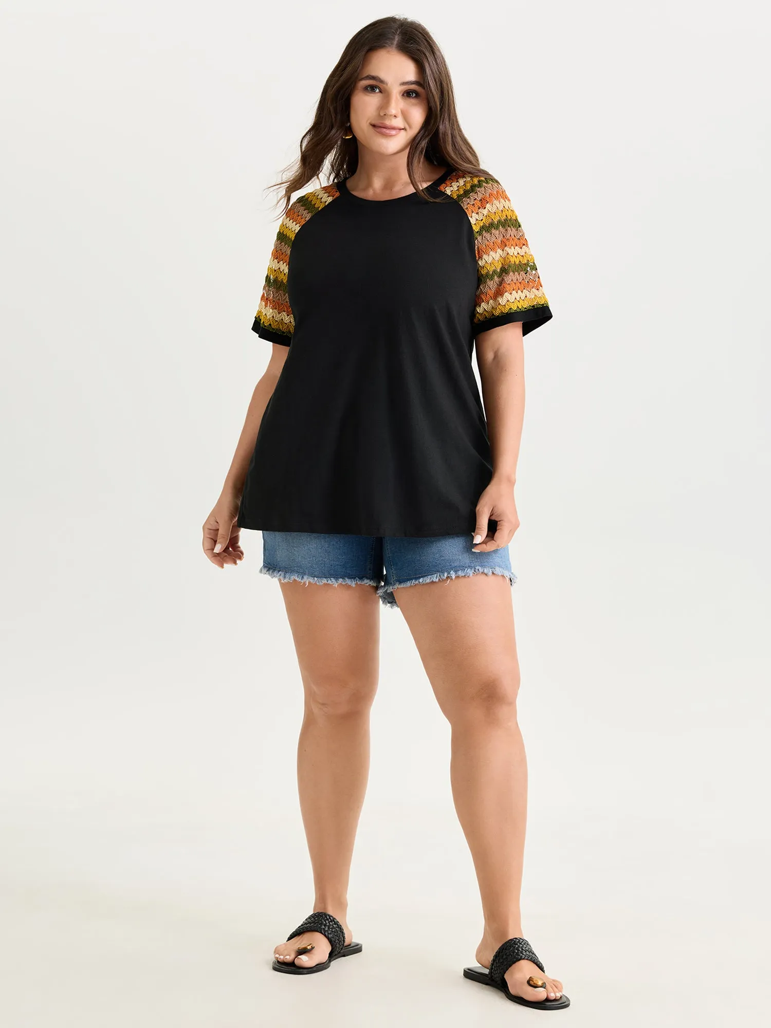 Cotton Colorful Striped Sleeve Knit Top sold by Bloomchic product image thumbnail 3
