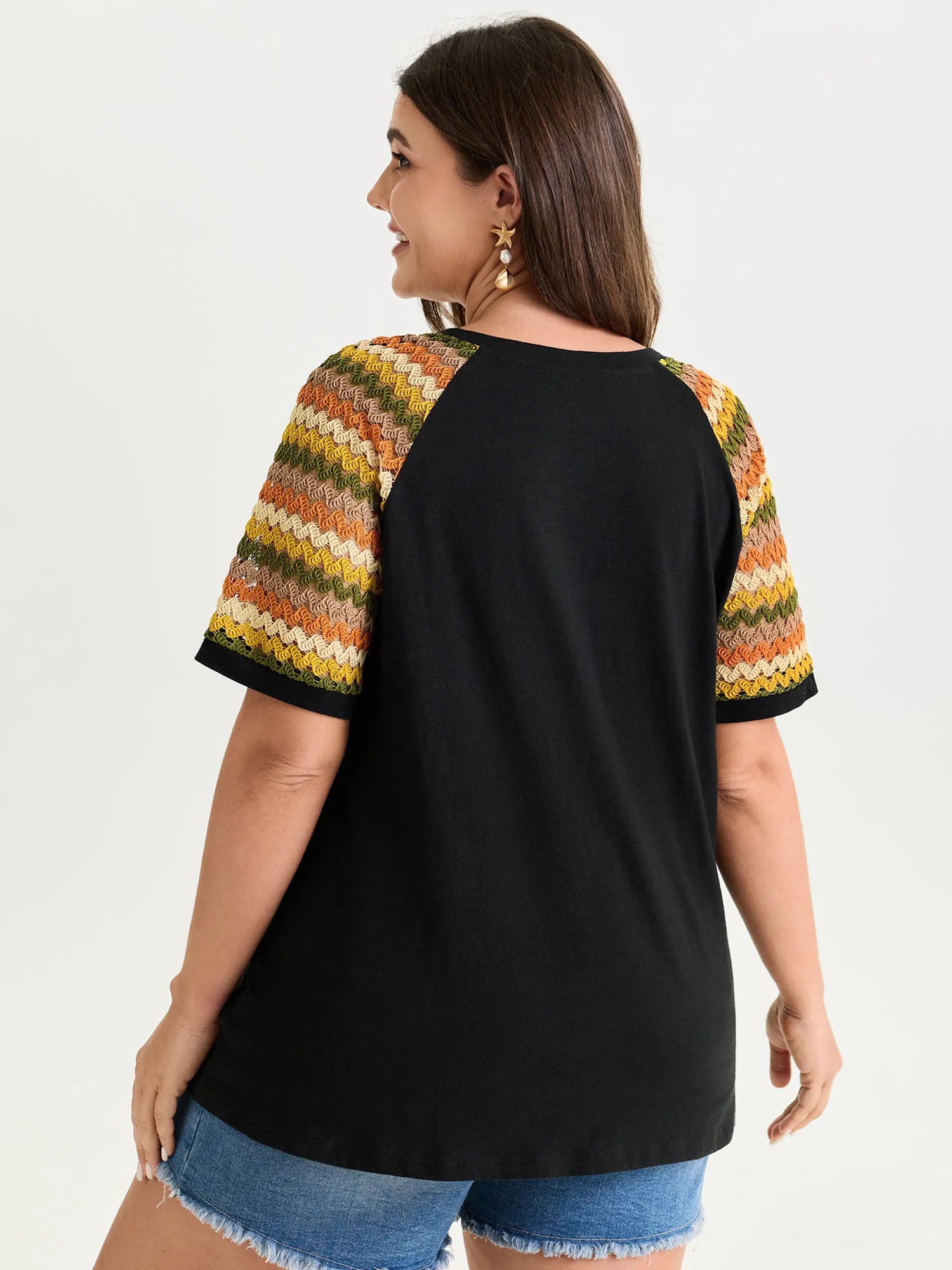 Cotton Colorful Striped Sleeve Knit Top sold by Bloomchic product image thumbnail 4