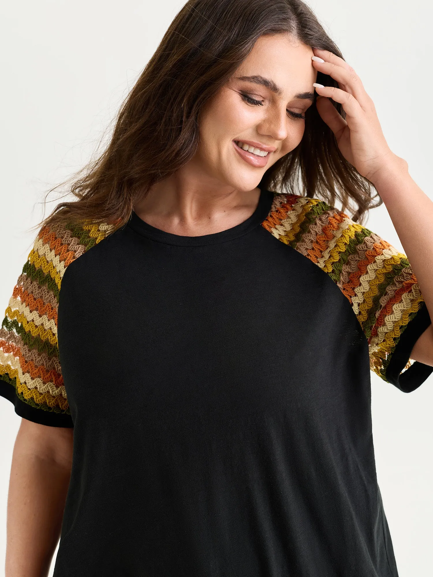 Cotton Colorful Striped Sleeve Knit Top sold by Bloomchic product image thumbnail 2