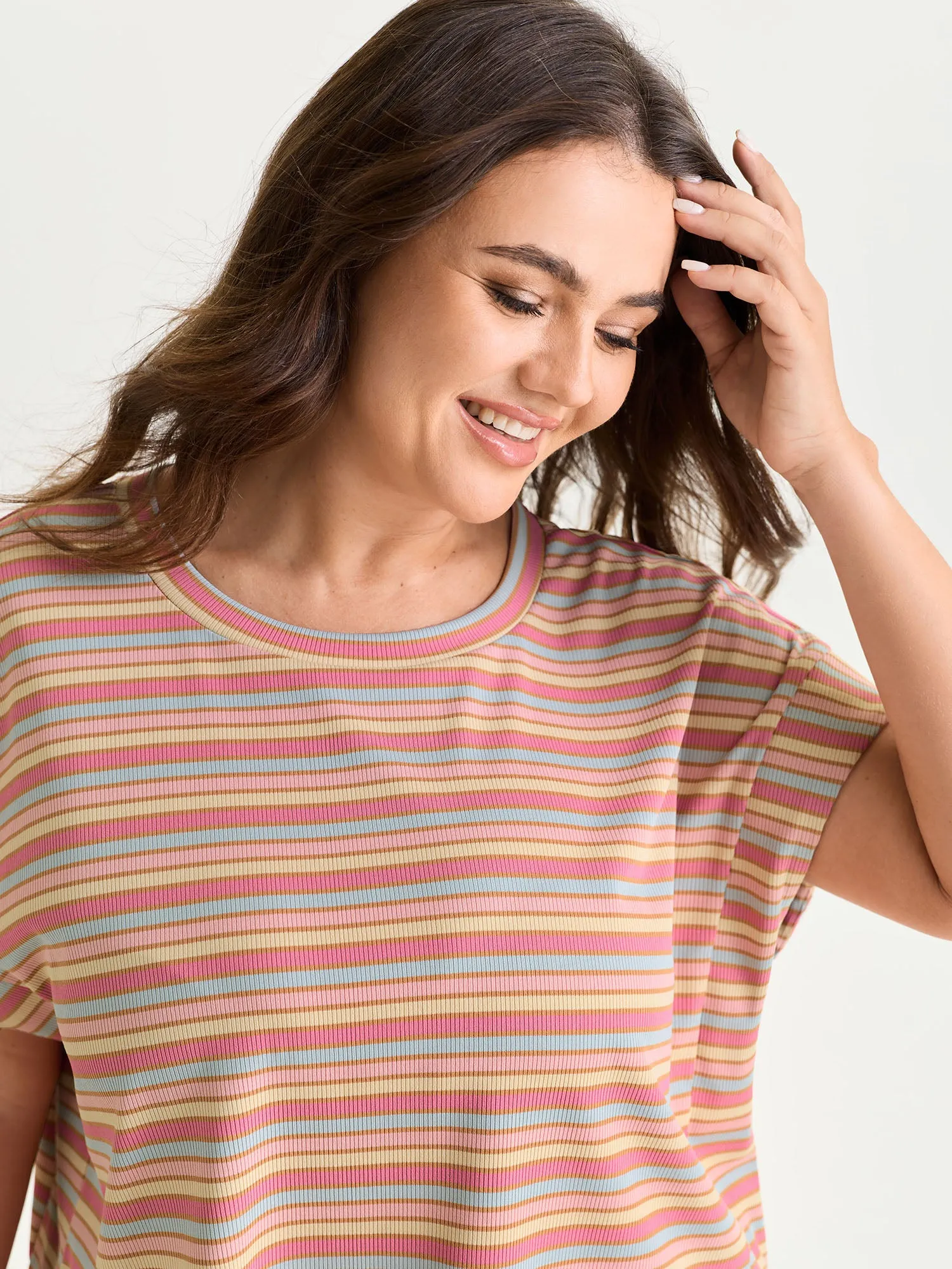 Striped Print Relaxed-Fit T-Shirt sold by Bloomchic product image thumbnail 2