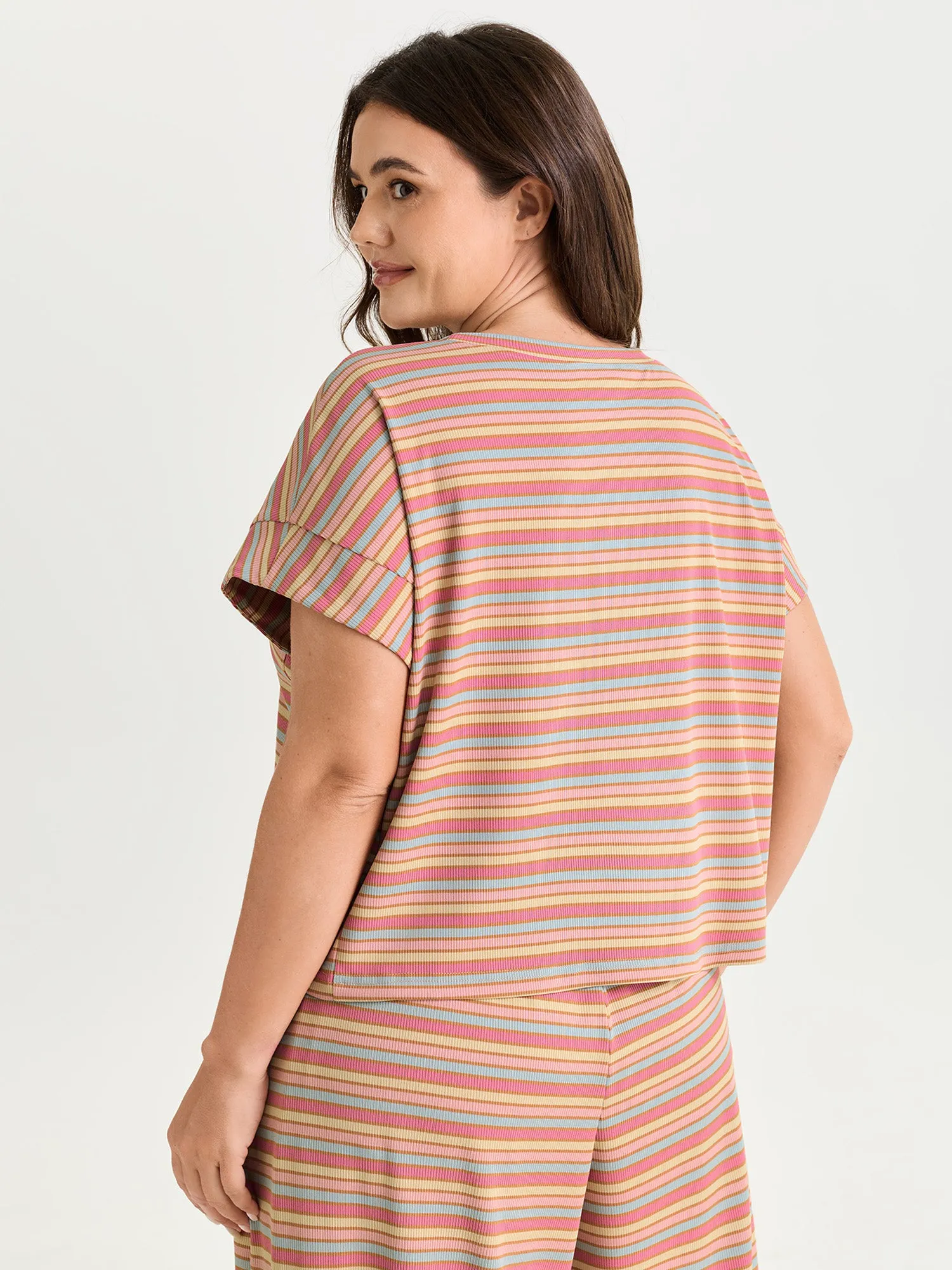 Striped Print Relaxed-Fit T-Shirt sold by Bloomchic product image thumbnail 5
