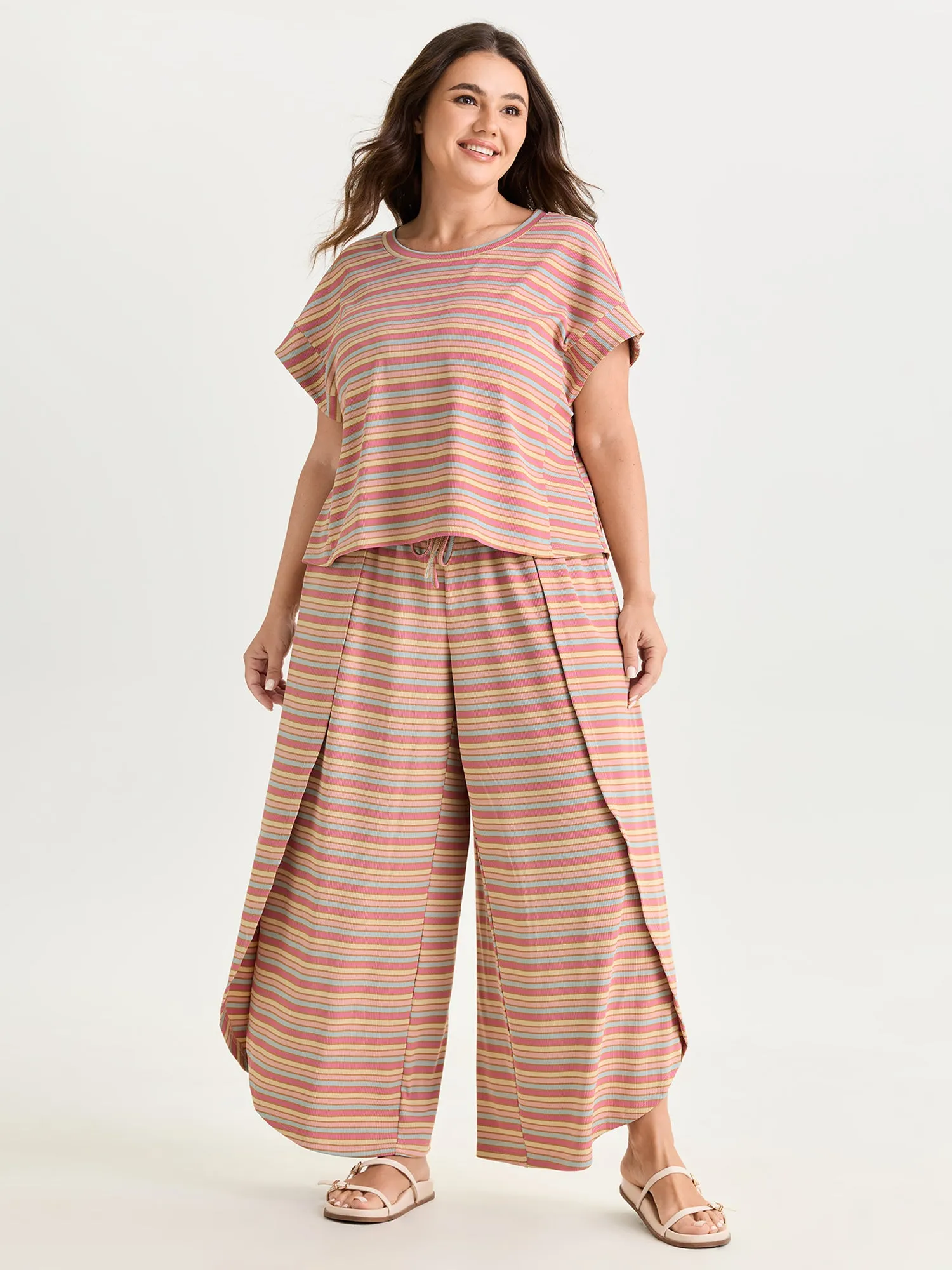 Striped Print Relaxed-Fit T-Shirt sold by Bloomchic product image thumbnail 3
