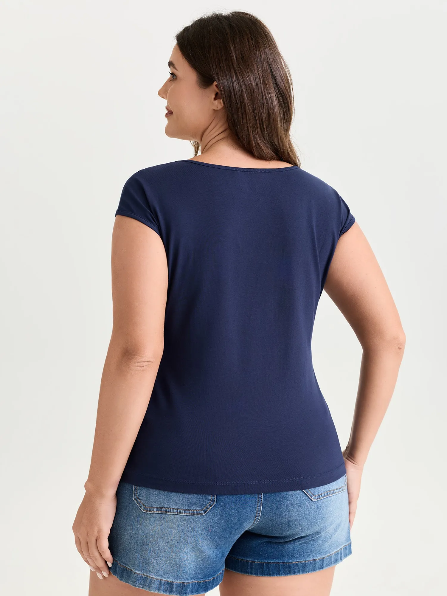 Cotton Stretchy V-Neck T-Shirt sold by Bloomchic product image thumbnail 5