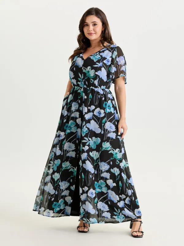 Hidden Zipper Floral Layered Pockets Jumpsuit made by Bloomchic