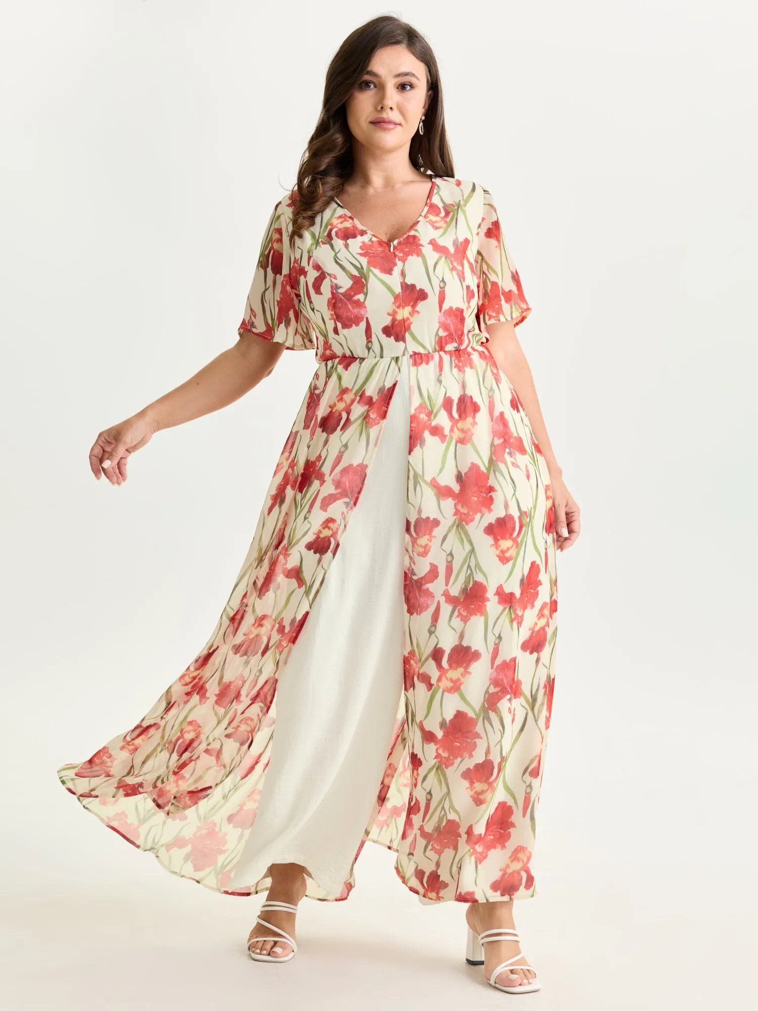 Hidden Zipper Floral Layered Pockets Jumpsuit sold by Bloomchic product image thumbnail 3