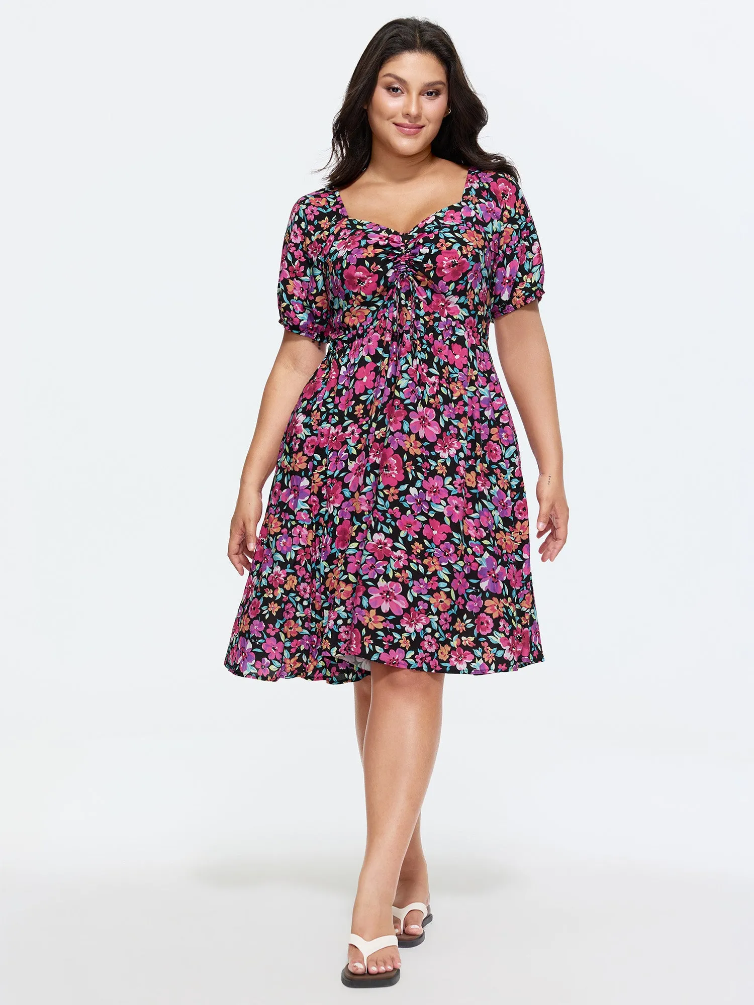 Floral Print Sweetheart Neckline Mini Dress sold by Bloomchic product image thumbnail 3