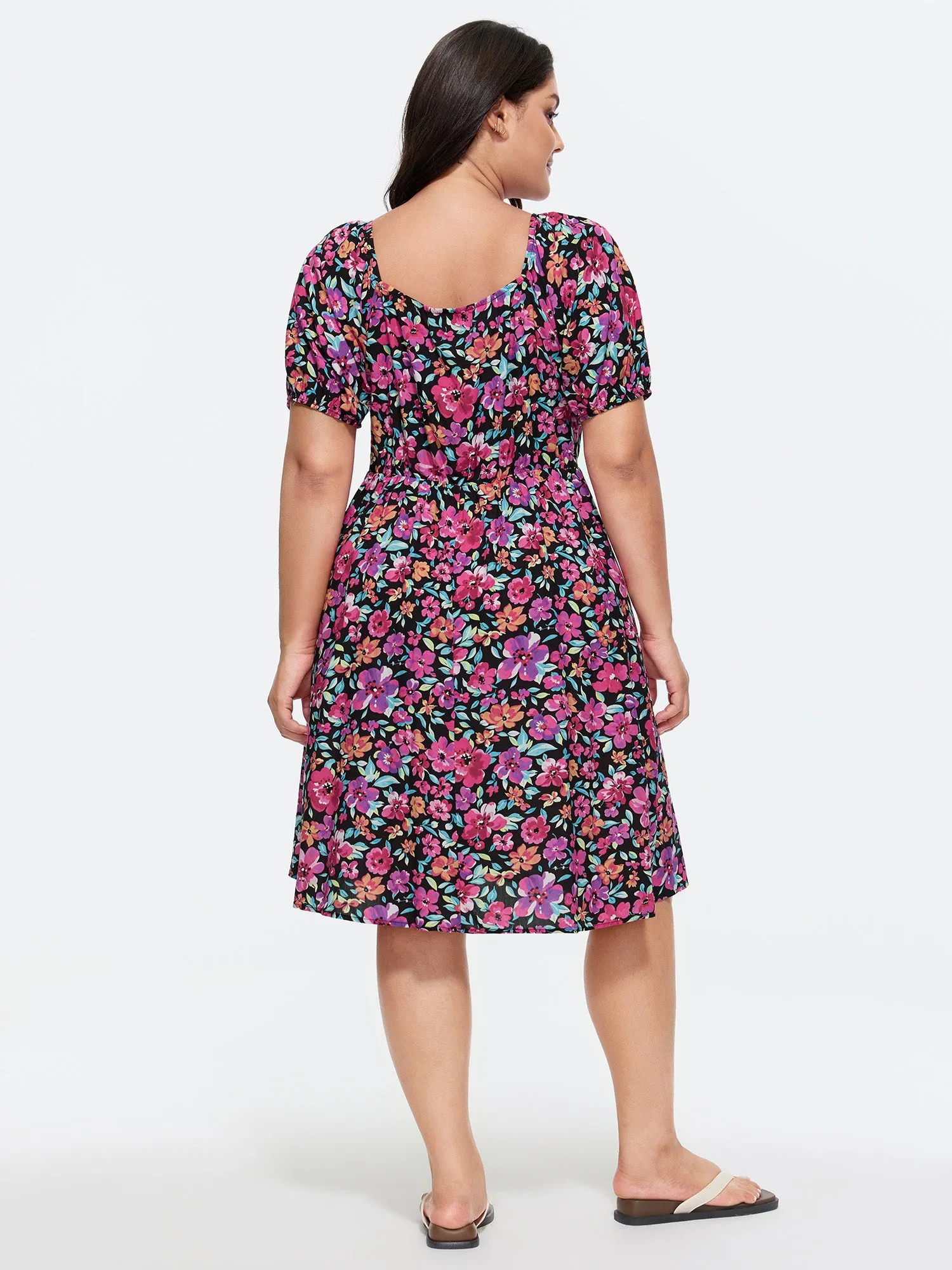 Floral Print Sweetheart Neckline Mini Dress sold by Bloomchic product image thumbnail 4