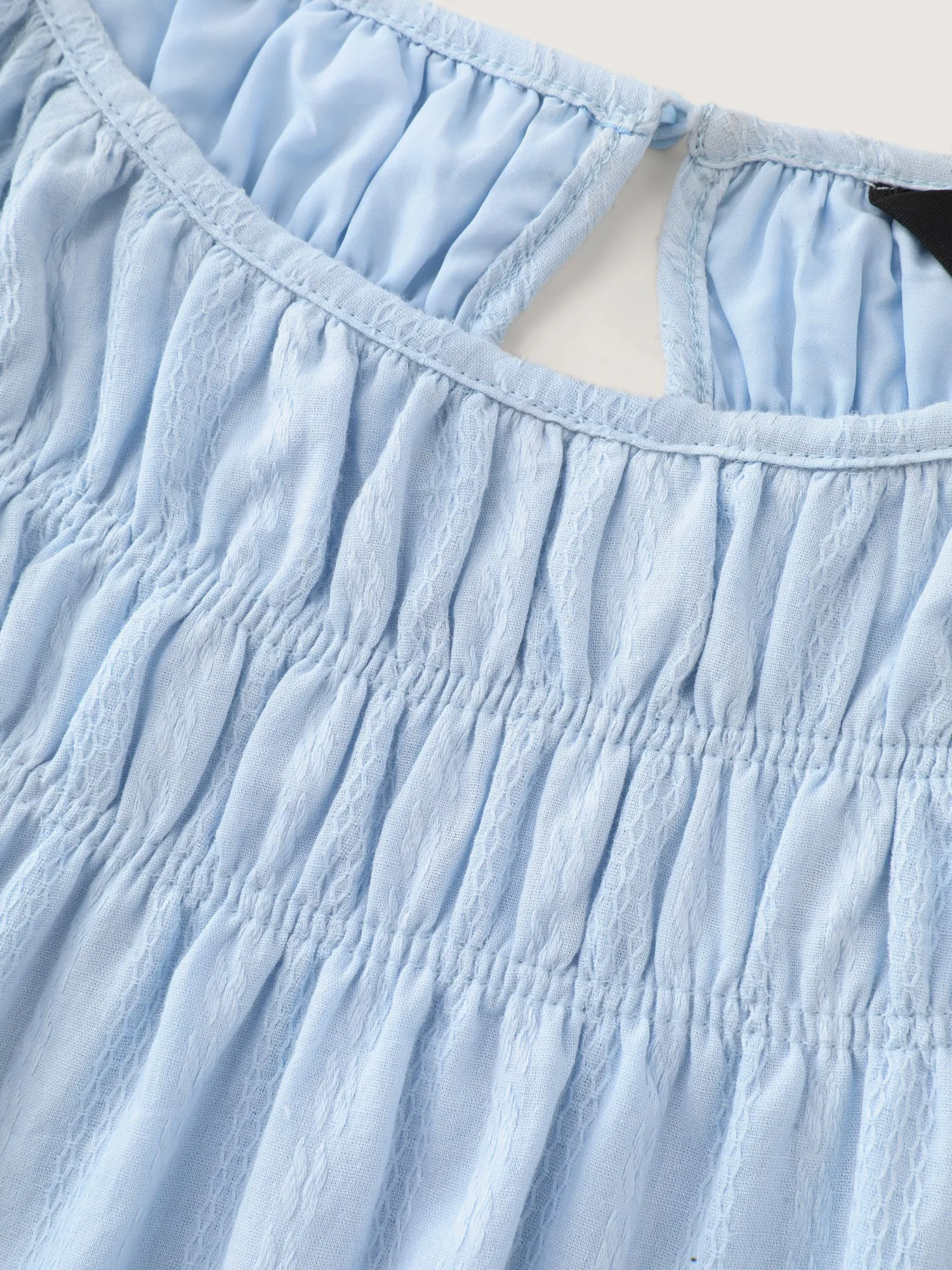 Cotton Pleated Neckline Stretchy Cuff Sleeve Blouse sold by Bloomchic product image thumbnail 5