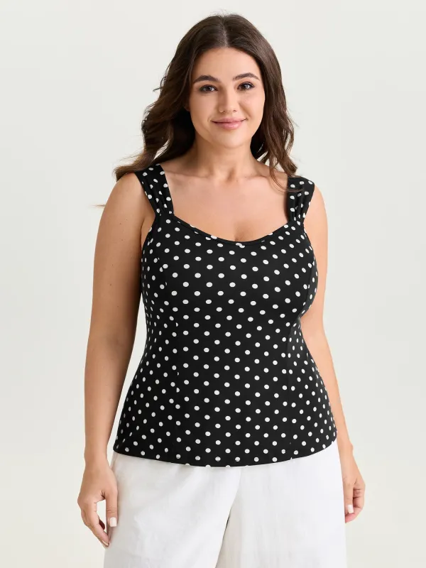 Stretchy Polka Dots Print Fitted Tank Top made by Bloomchic