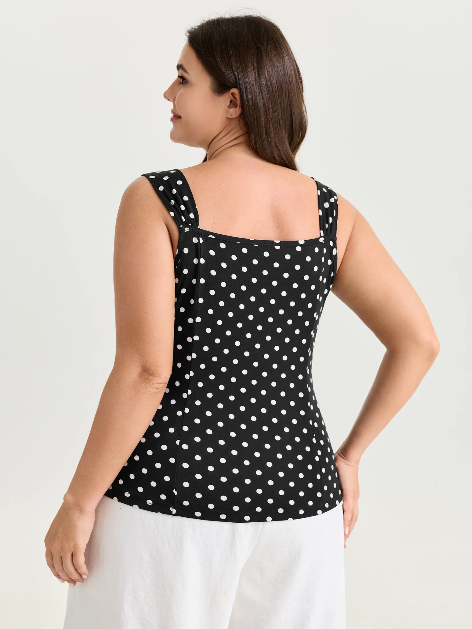 Stretchy Polka Dots Print Fitted Tank Top sold by Bloomchic product image thumbnail 5