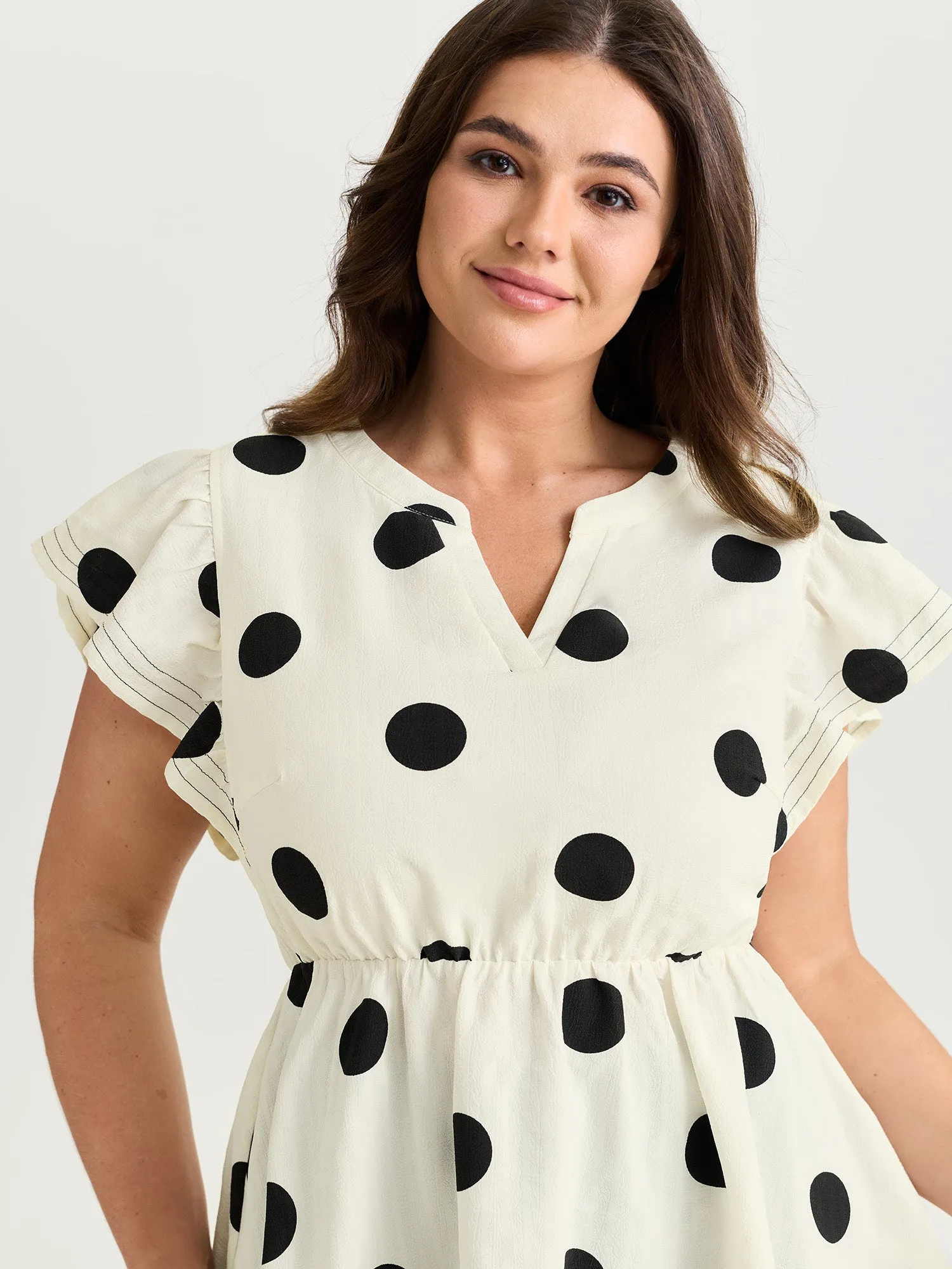 Polka Dots Ruffled Sleeve Flowy Blouse sold by Bloomchic product image thumbnail 2
