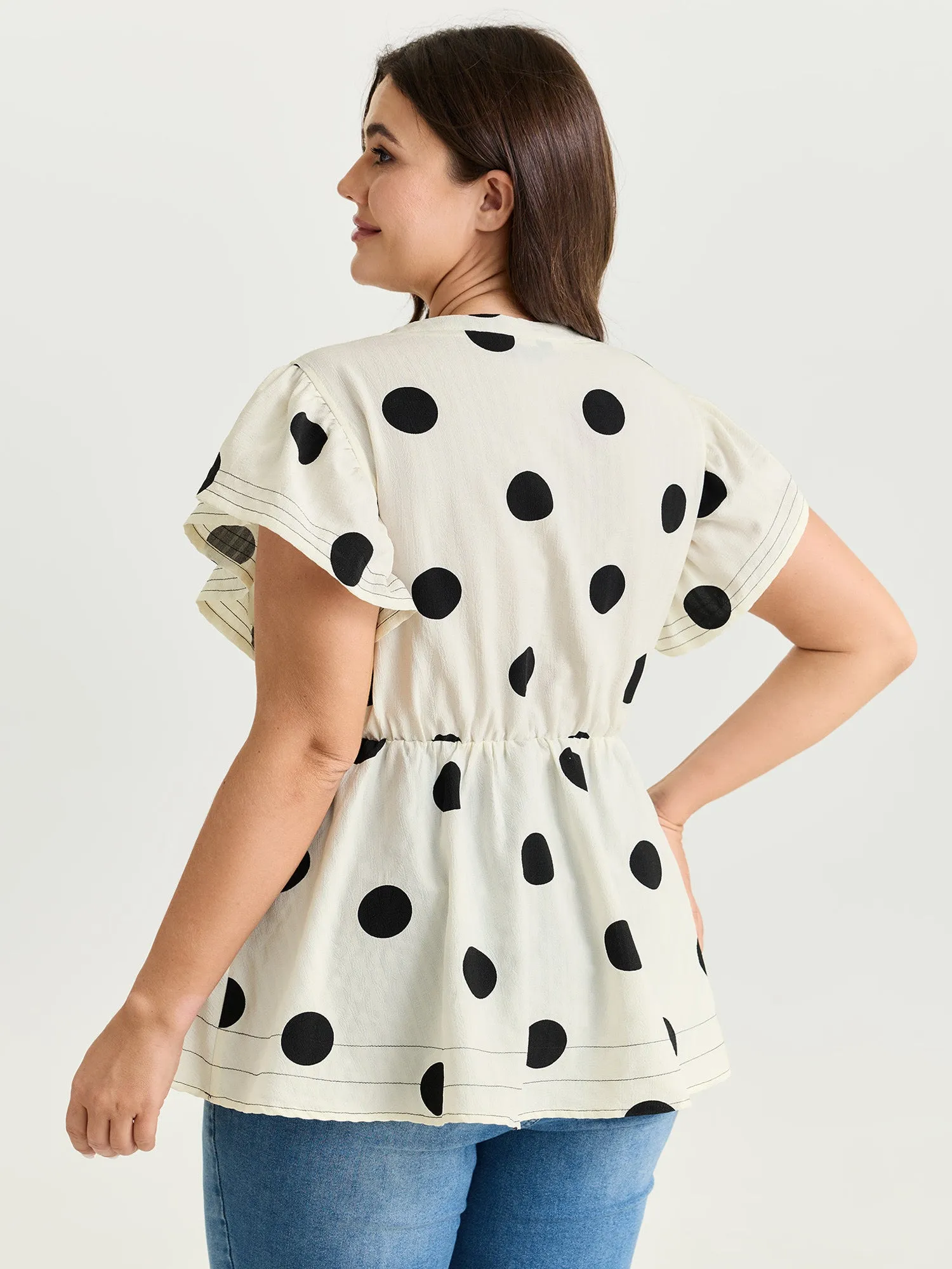 Polka Dots Ruffled Sleeve Flowy Blouse sold by Bloomchic product image thumbnail 4