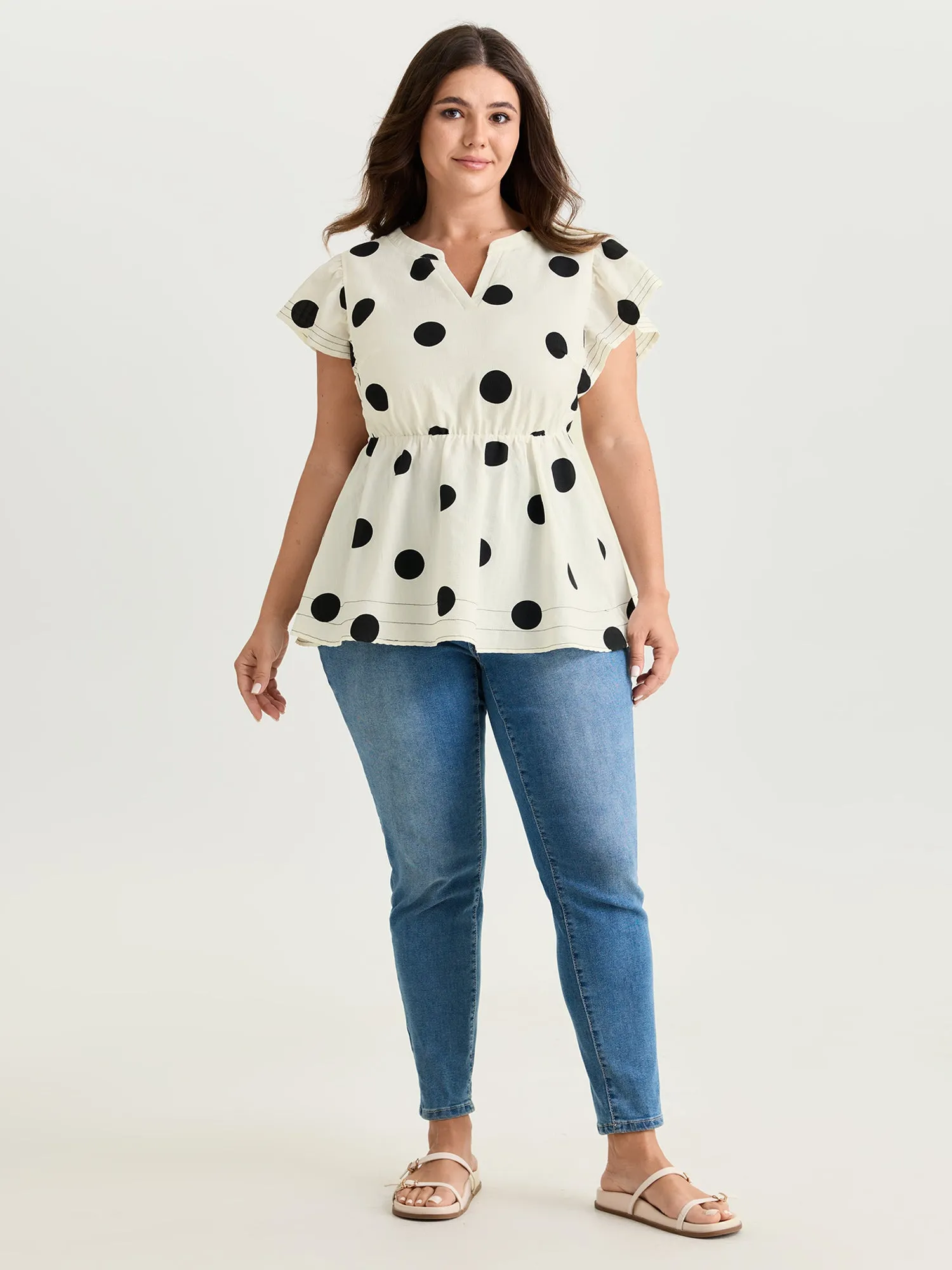 Polka Dots Ruffled Sleeve Flowy Blouse sold by Bloomchic product image thumbnail 3