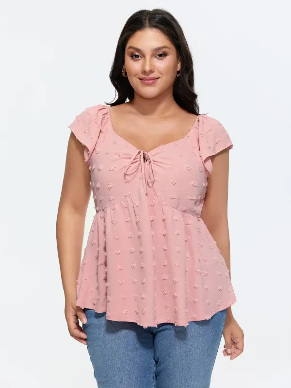 Ruffled Sleeve Adjustable Ruched Bodice Blouse made by Bloomchic