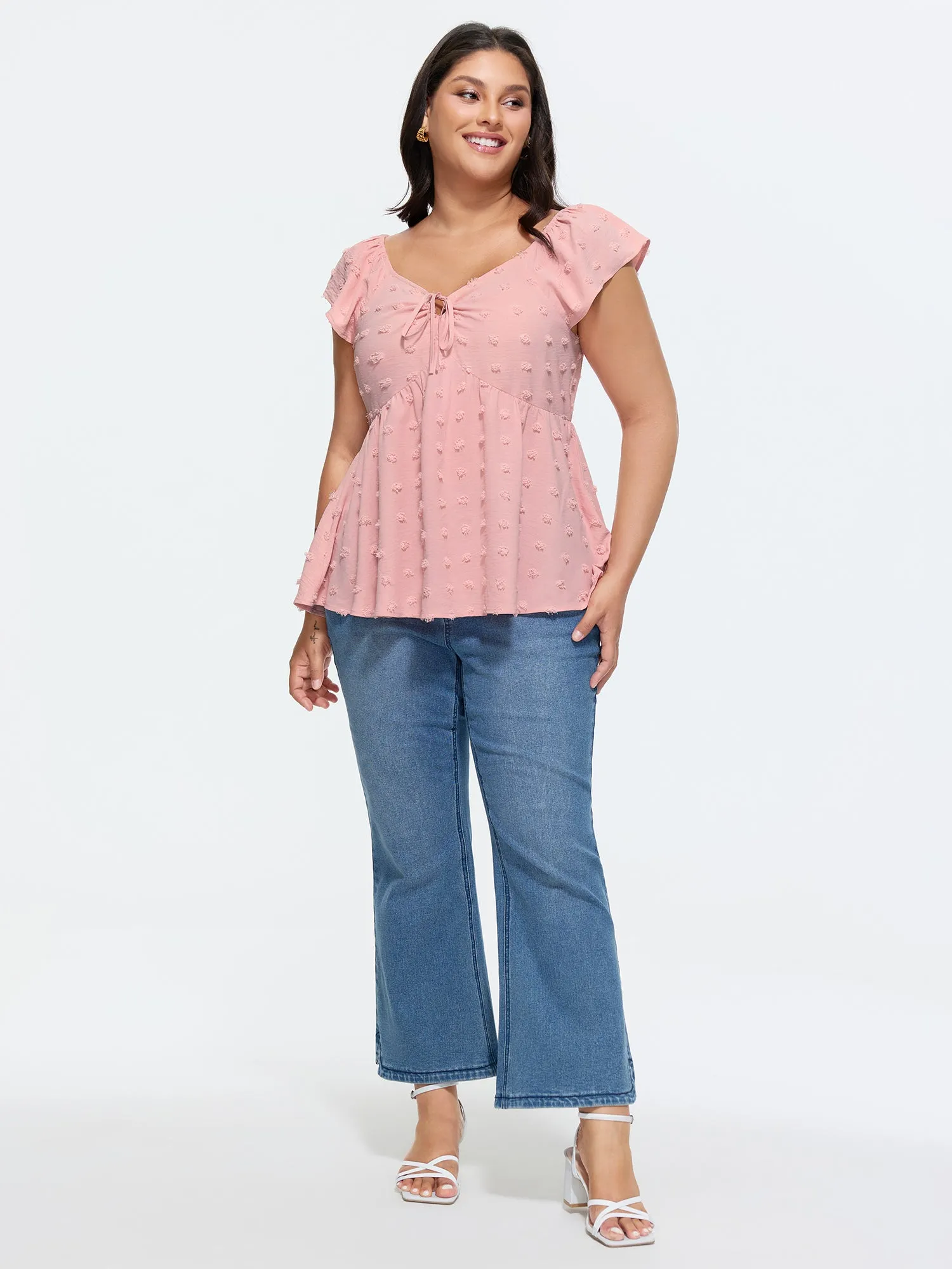 Ruffled Sleeve Adjustable Ruched Bodice Blouse sold by Bloomchic product image thumbnail 3