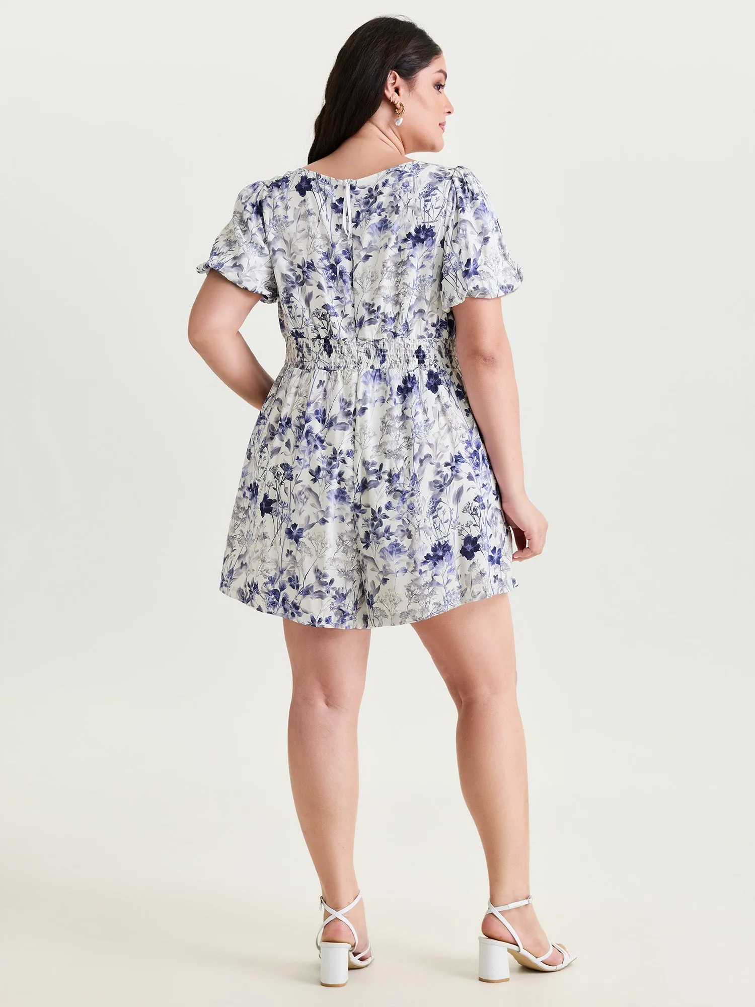 Floral Print Bubble Sleeve Romper sold by Bloomchic product image thumbnail 4