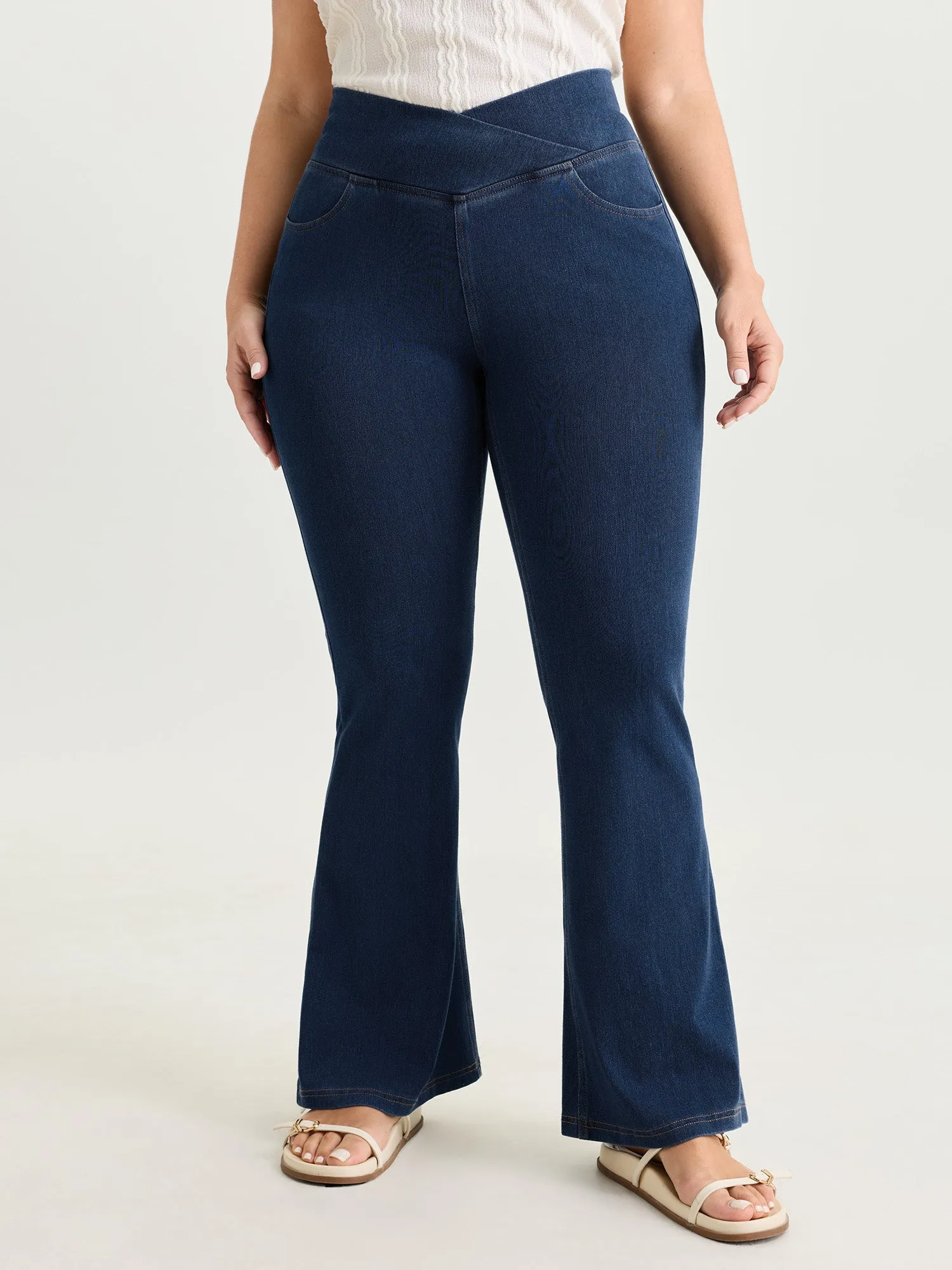 Pull-On Stretchy Wide Waistband Skinny-Fit Jeans sold by Bloomchic product image thumbnail 2