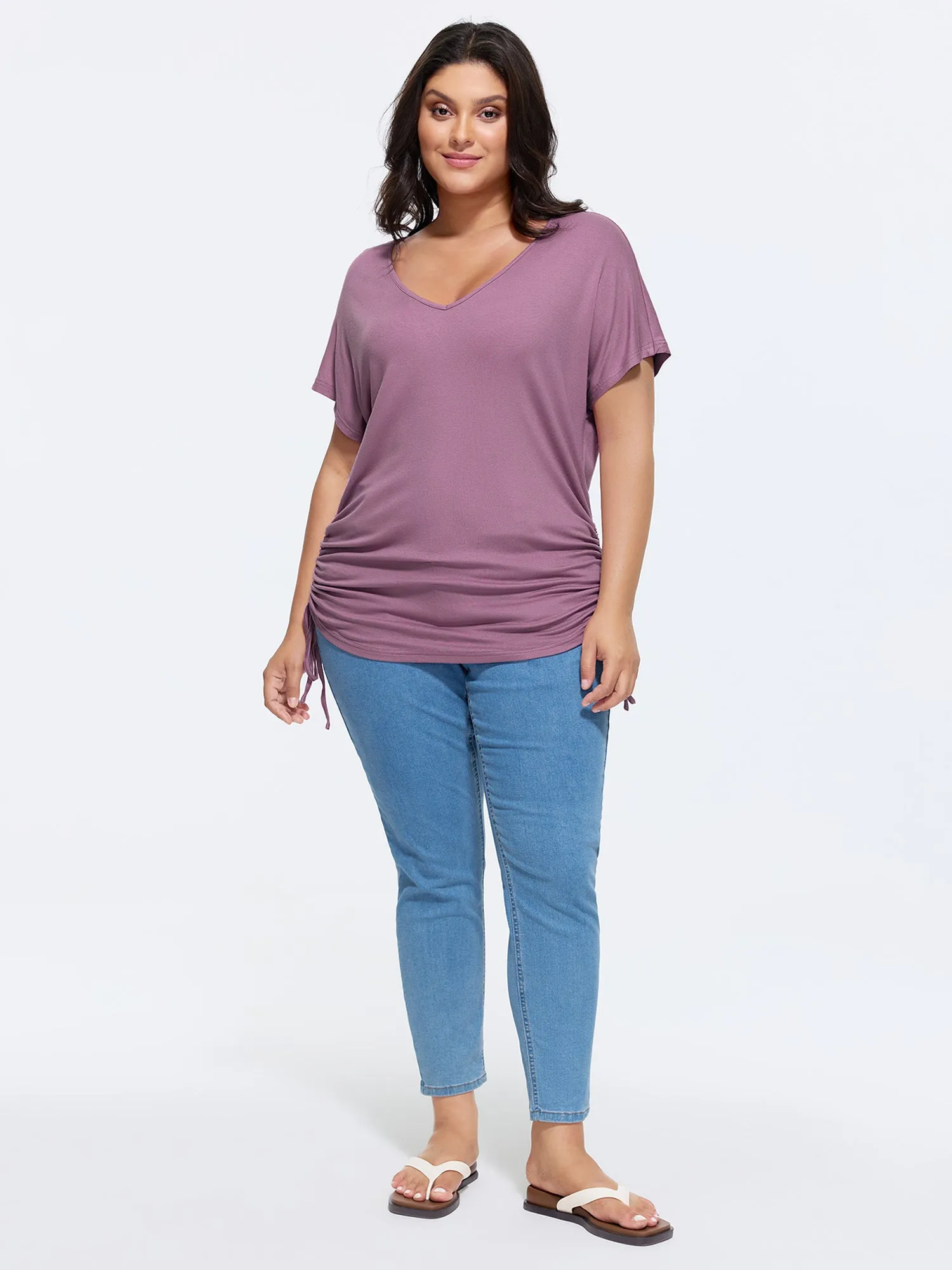 Supersoft Plain Ruched Sides T-Shirt sold by Bloomchic product image thumbnail 3