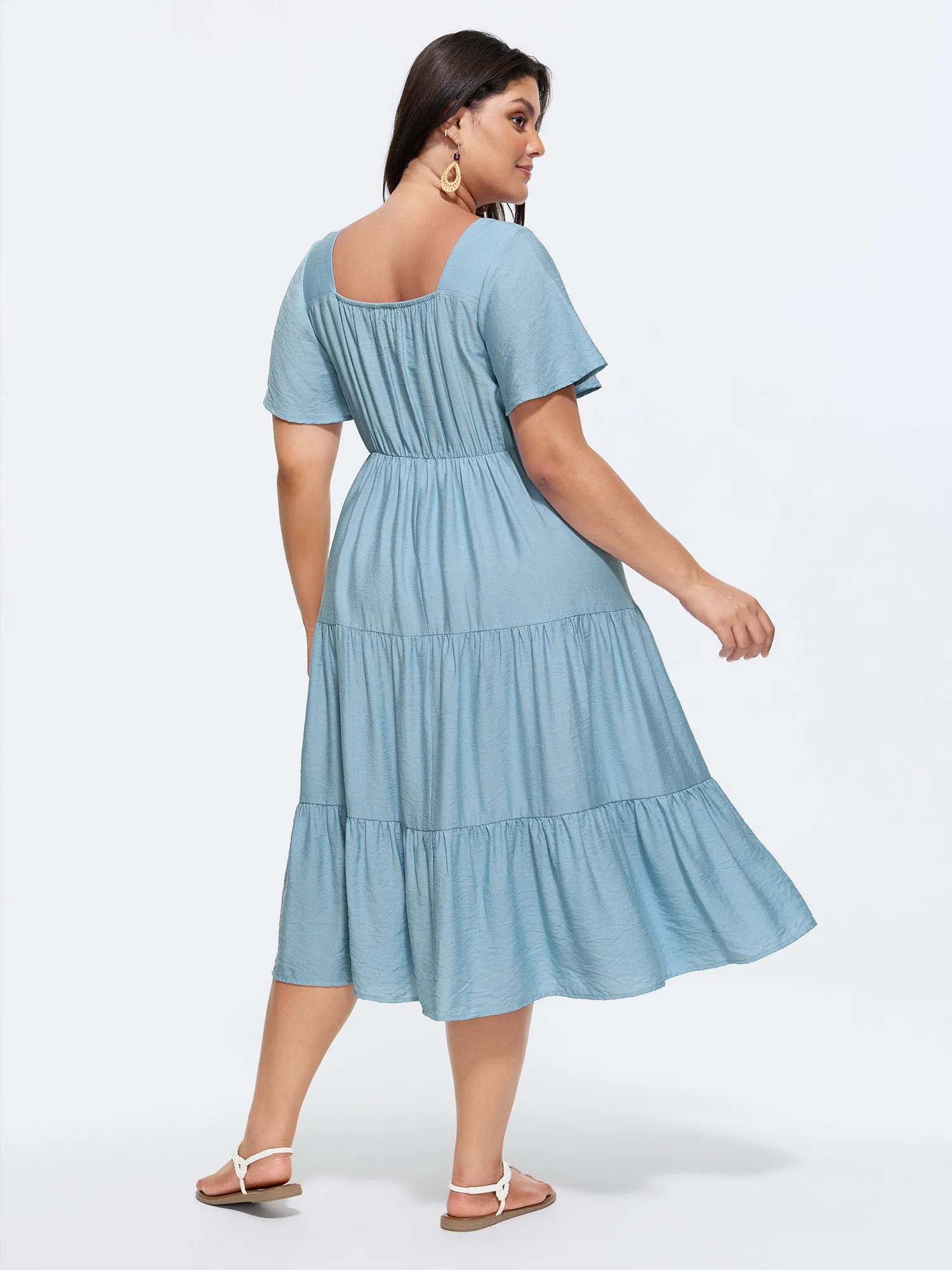 Sweetheart Drawstring Pocket Tiered Dress sold by Bloomchic product image thumbnail 3