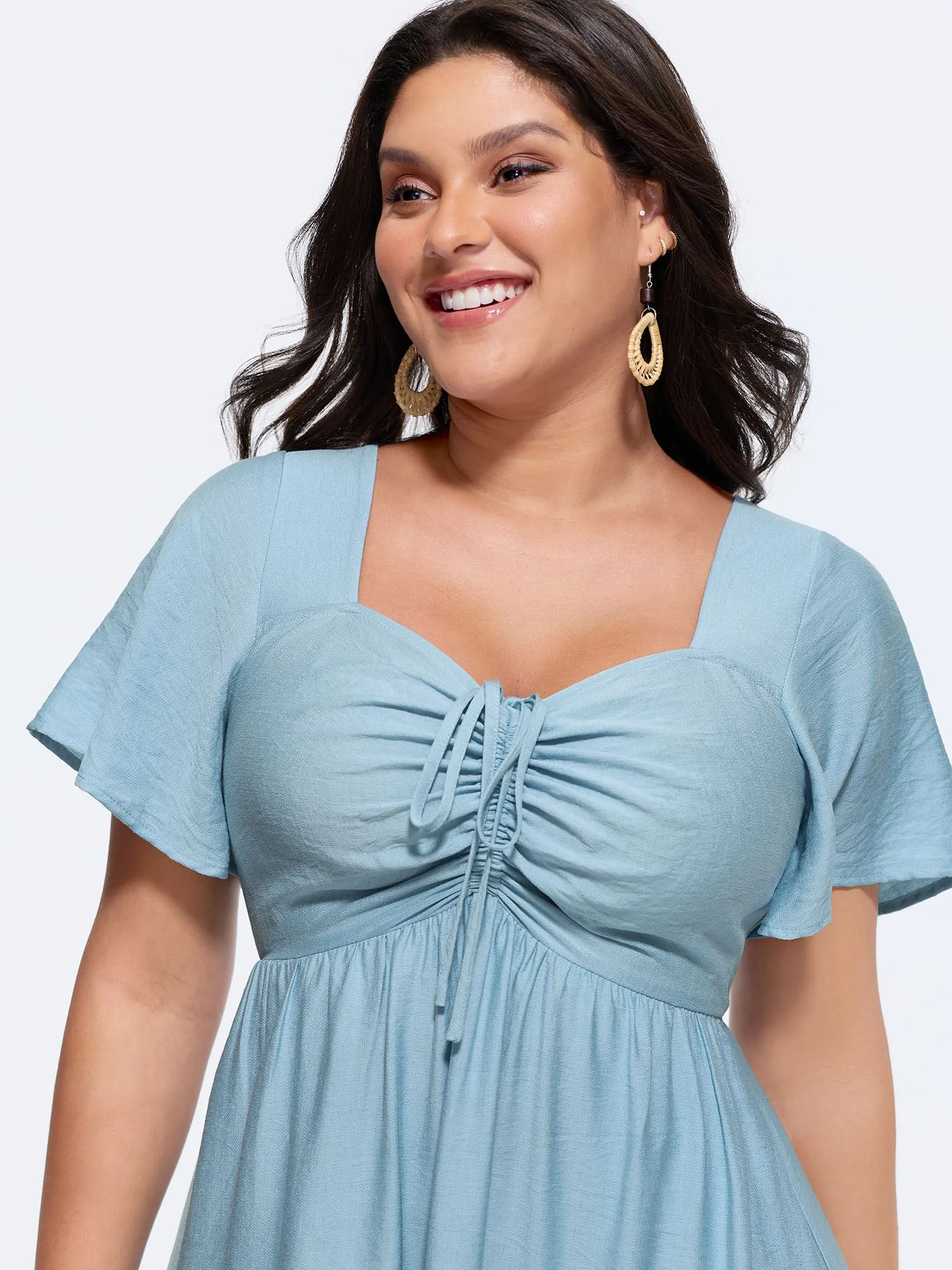 Sweetheart Drawstring Pocket Tiered Dress sold by Bloomchic product image thumbnail 2