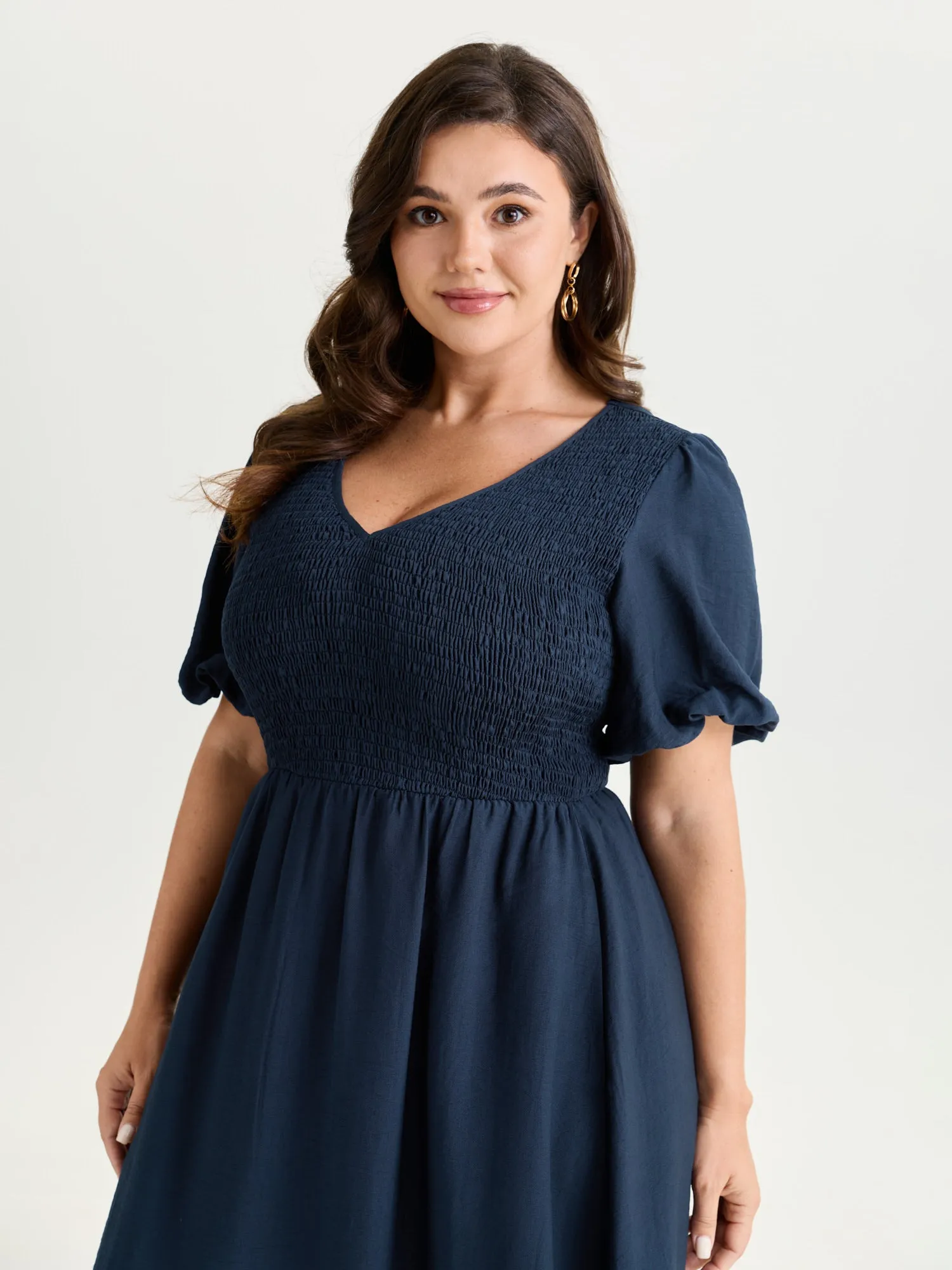 Plain Shirred Bodice Midi Dress sold by Bloomchic product image thumbnail 2