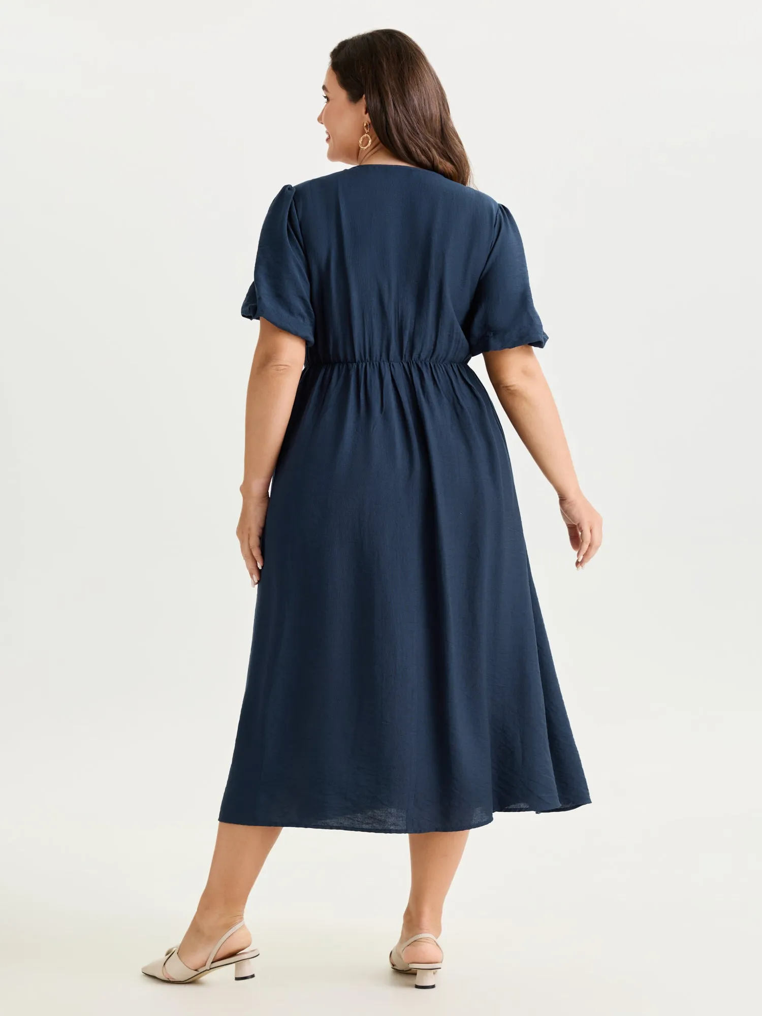 Plain Shirred Bodice Midi Dress sold by Bloomchic product image thumbnail 4