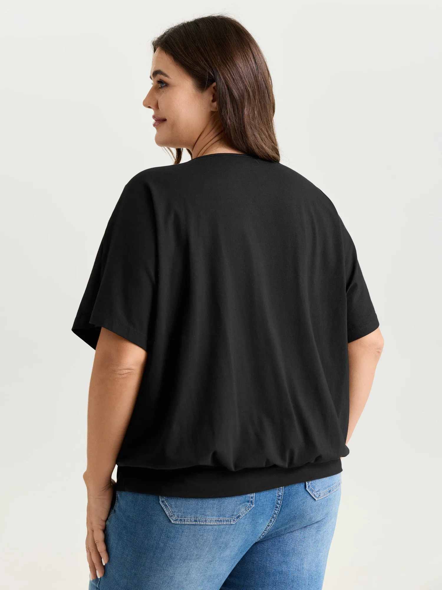 Batwing Sleeve Bubble Hem T-Shirt sold by Bloomchic product image thumbnail 4