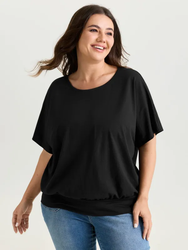 Batwing Sleeve Bubble Hem T-Shirt made by Bloomchic