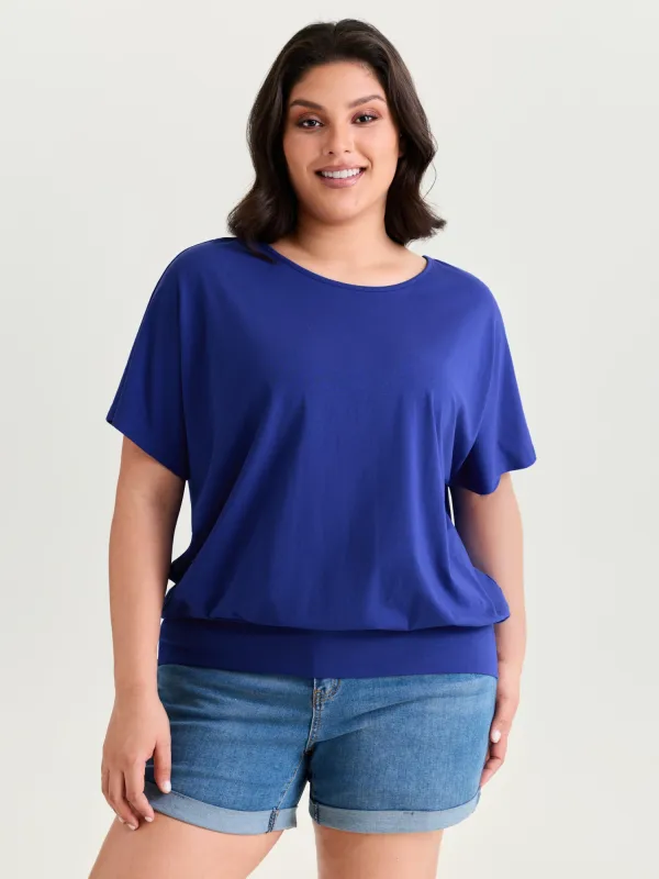 Batwing Sleeve Bubble Hem T-Shirt made by Bloomchic
