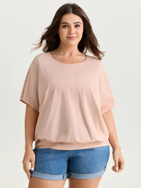 Batwing Sleeve Bubble Hem T-Shirt made by Bloomchic