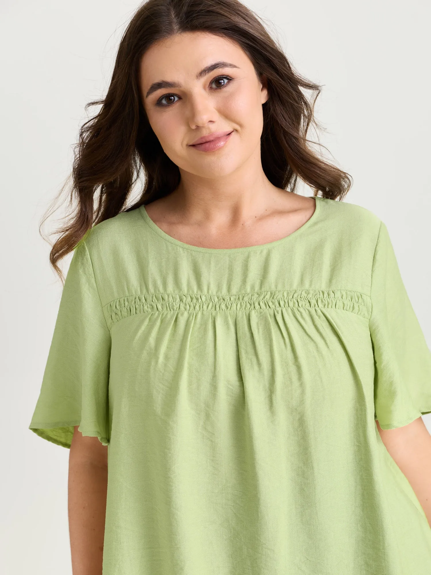 Ruffle Sleeve Gathered Round Neck Blouse sold by Bloomchic product image thumbnail 2