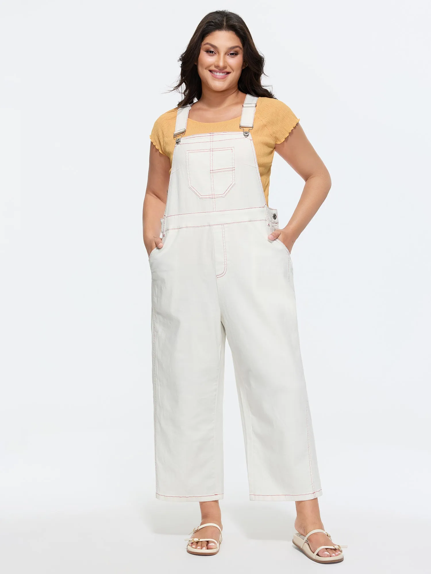 Cotton Adjustable Color Contrast Overall Jumpsuit sold by Bloomchic product image thumbnail 3