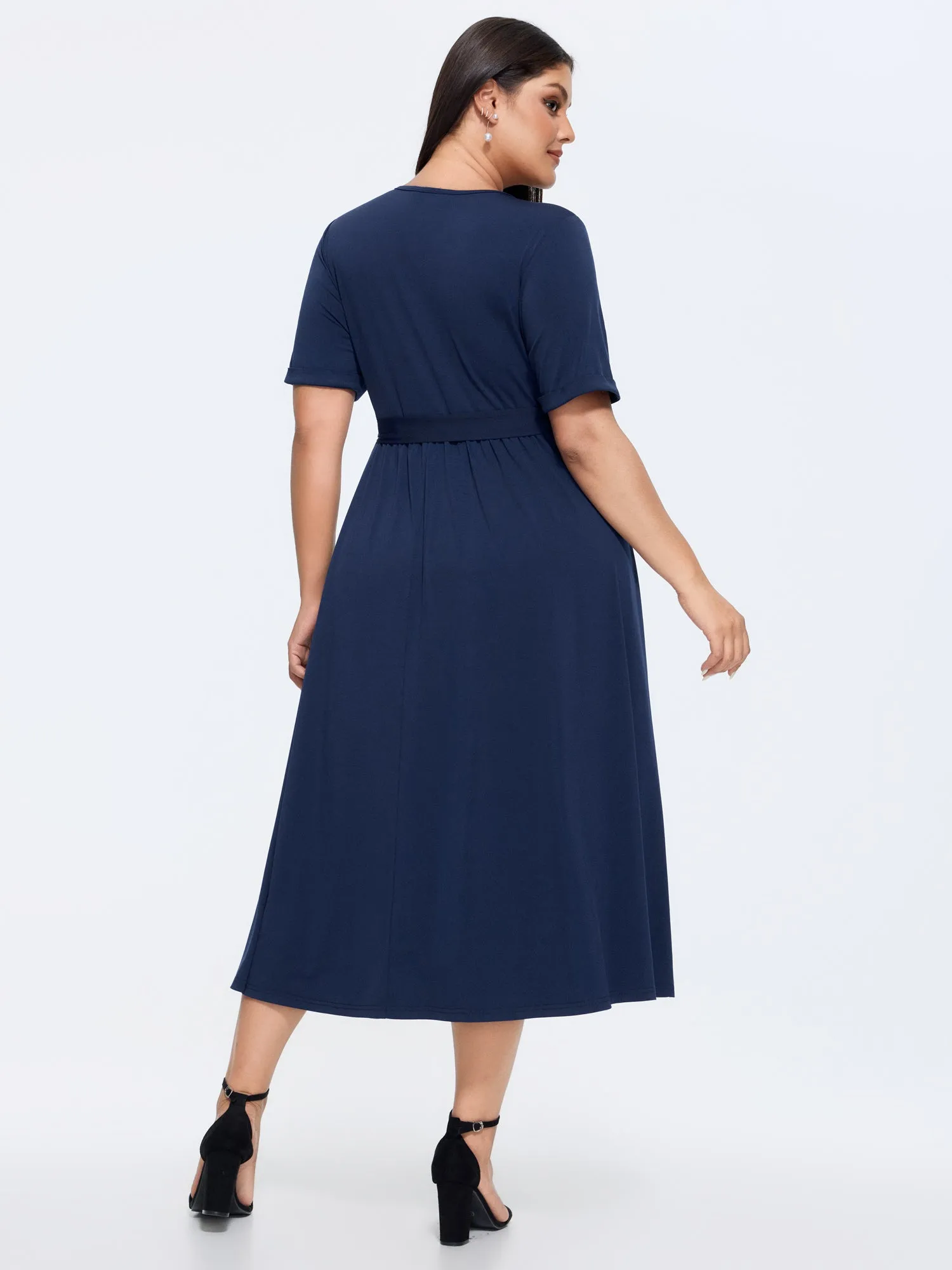 Stretchy Wrap Side-Tie Midi Dress sold by Bloomchic product image thumbnail 4