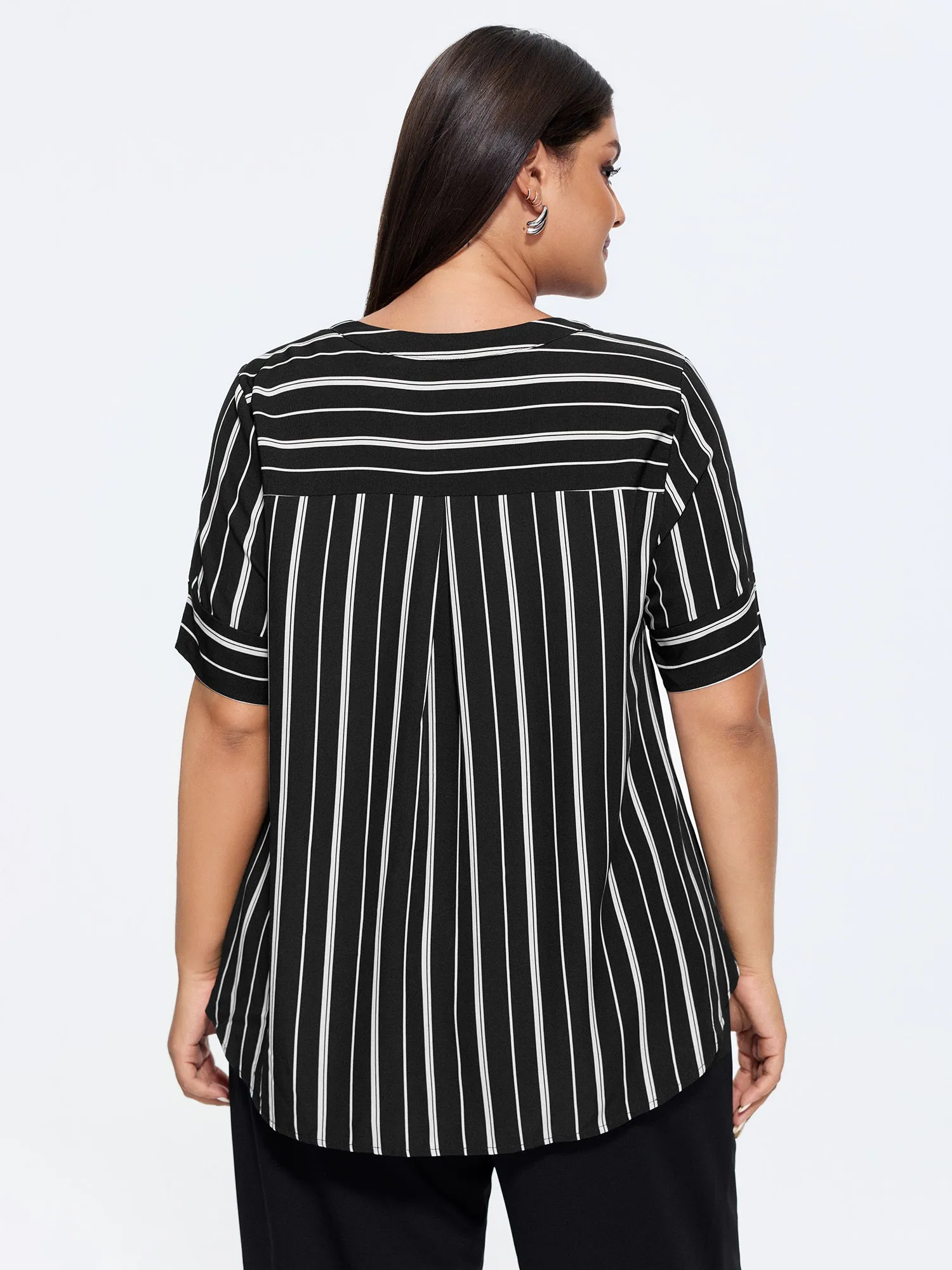 Striped Print Notched Collar Blouse sold by Bloomchic product image thumbnail 4