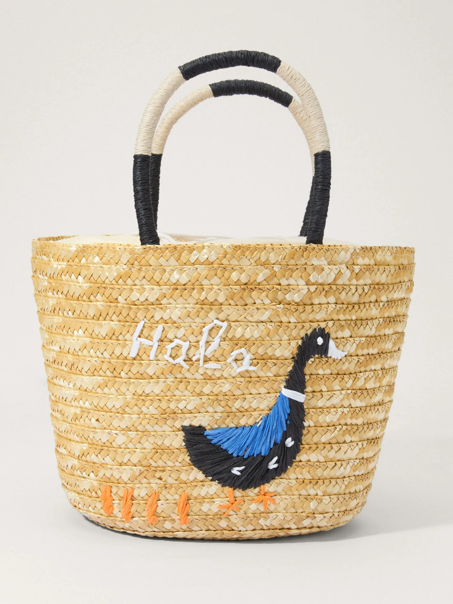 Hola Duck Straw Color Contrast Tote Bag sold by Bloomchic product image thumbnail 2