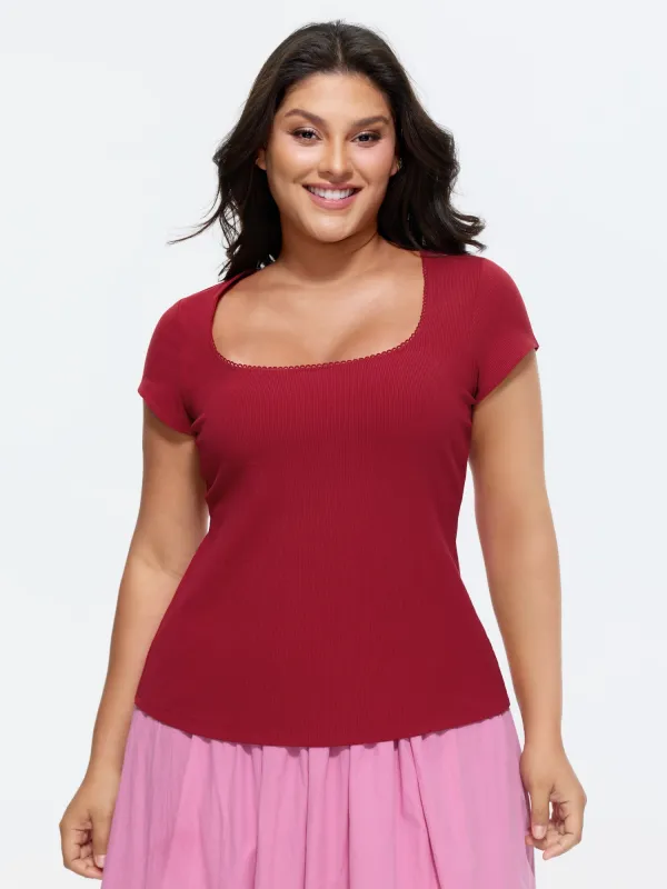 Supersoft Stretchy Scoop Neckline Plain T-Shirt made by Bloomchic