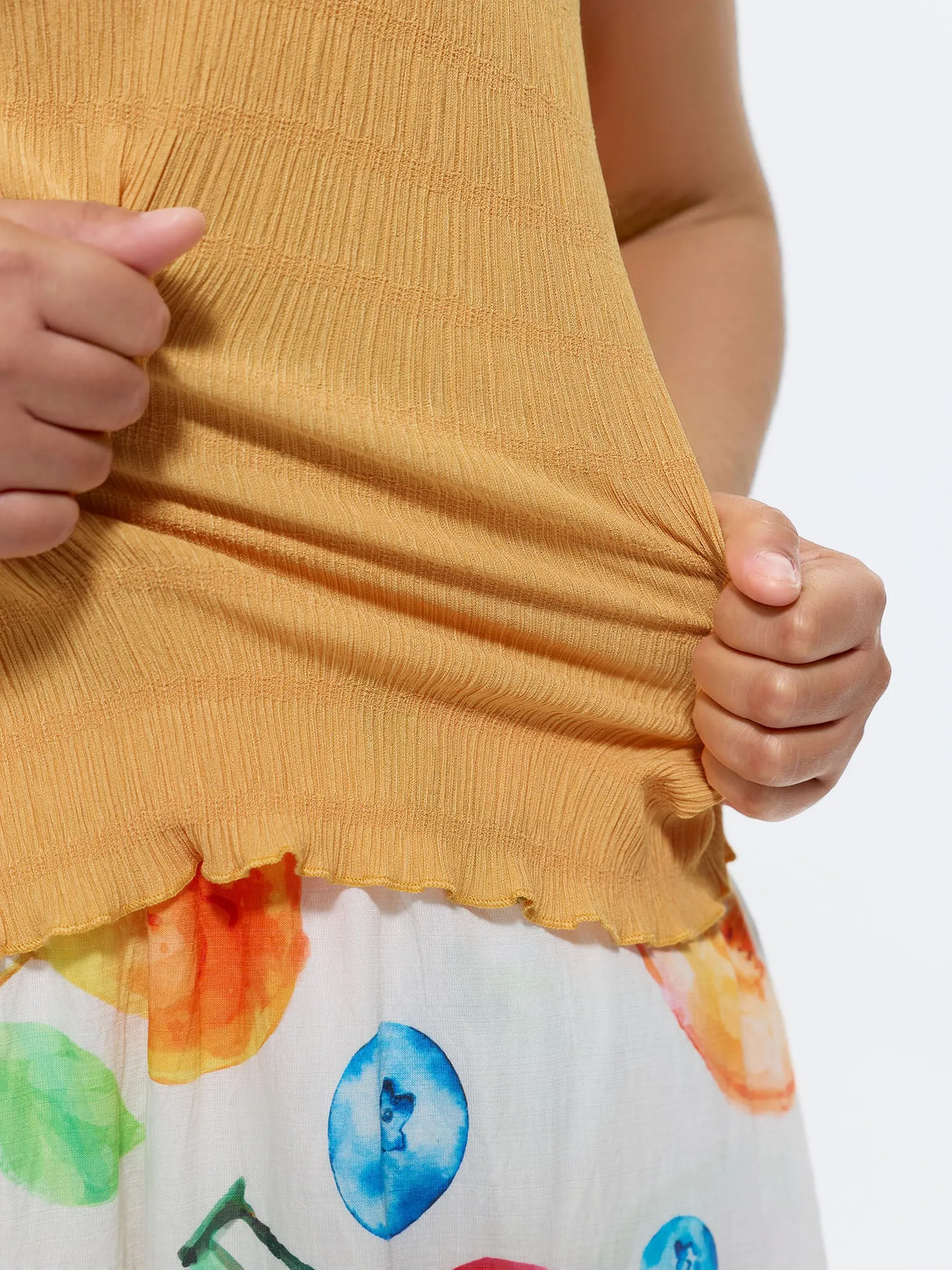 Stretchy Textured Ruffled Hem T-Shirt sold by Bloomchic product image thumbnail 4