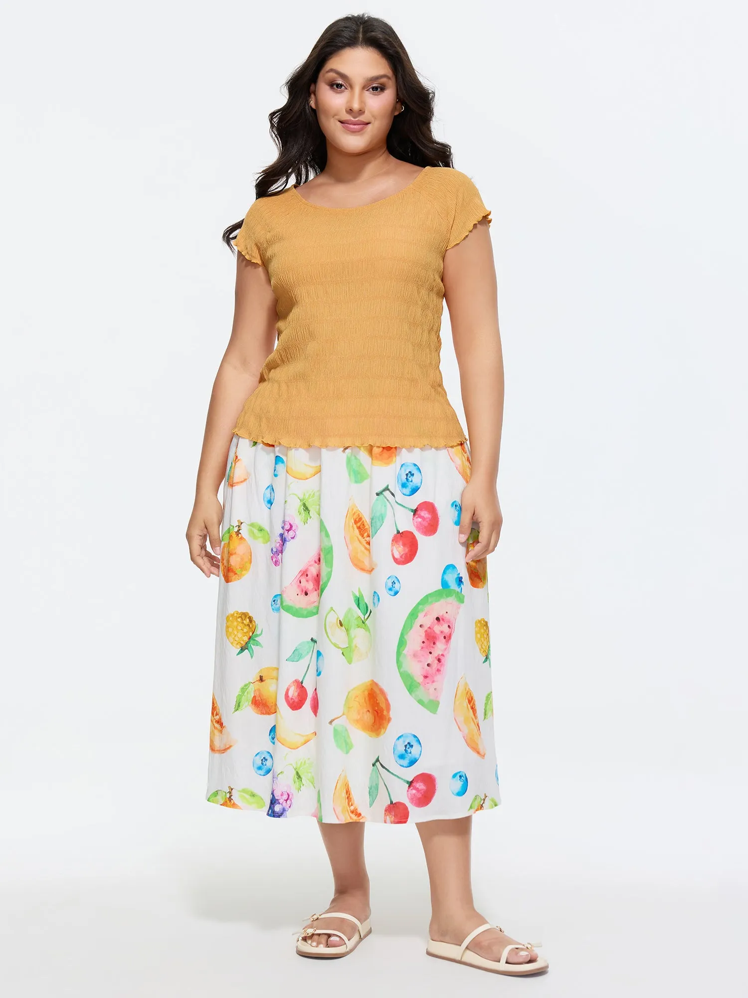 Stretchy Textured Ruffled Hem T-Shirt sold by Bloomchic product image thumbnail 3