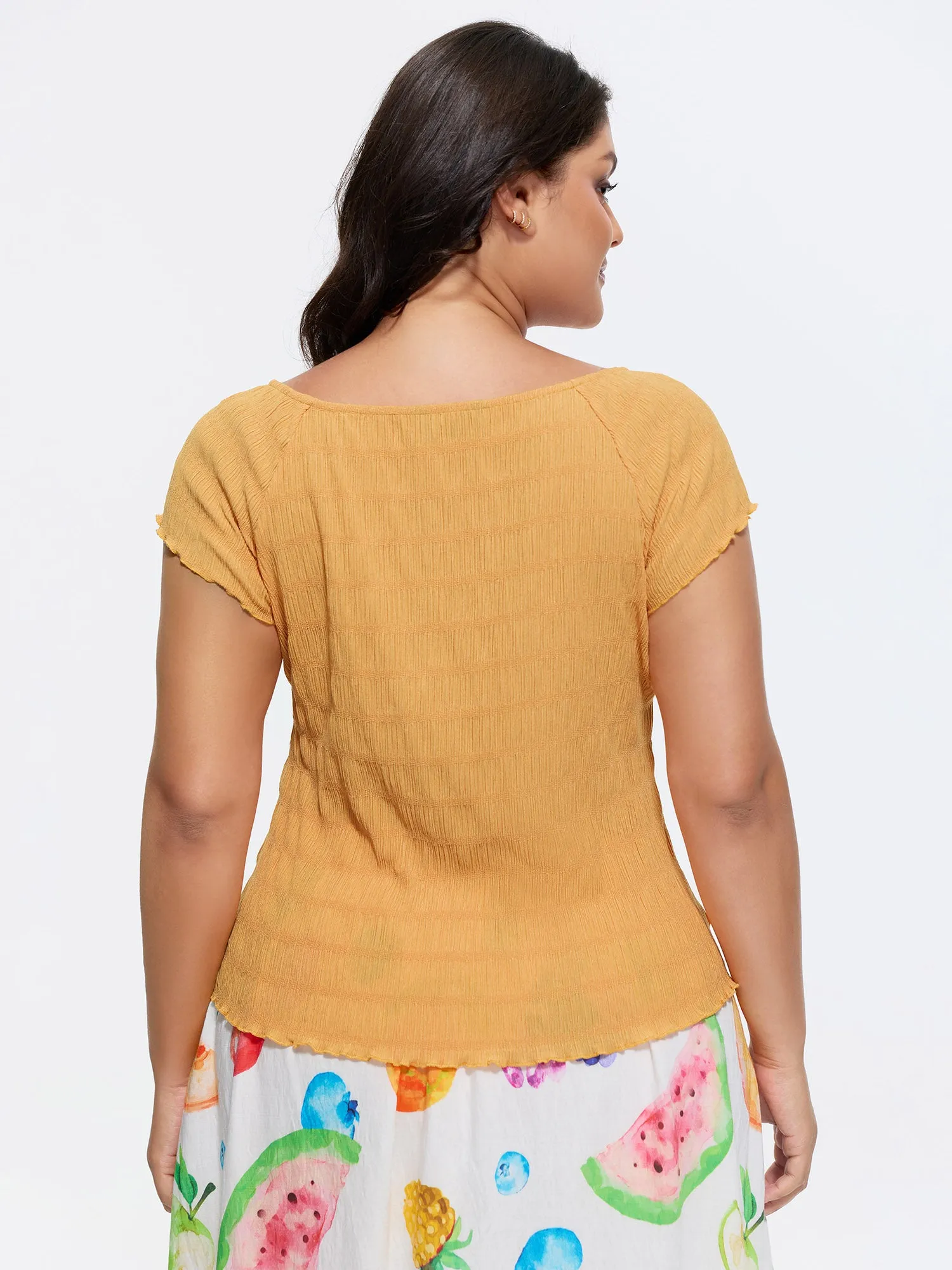Stretchy Textured Ruffled Hem T-Shirt sold by Bloomchic product image thumbnail 5