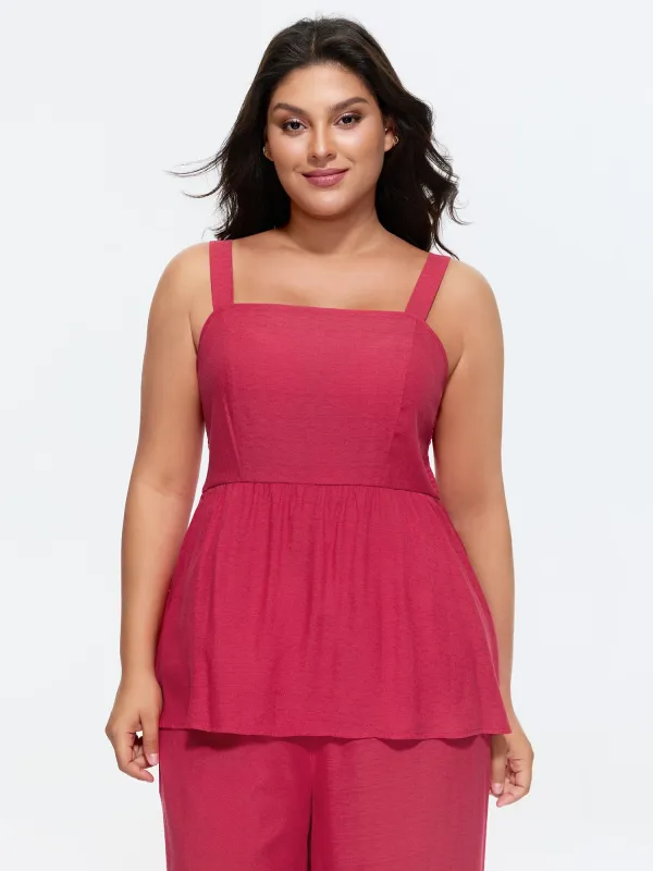 Fit And Flare Plain Shirred Tank Top made by Bloomchic