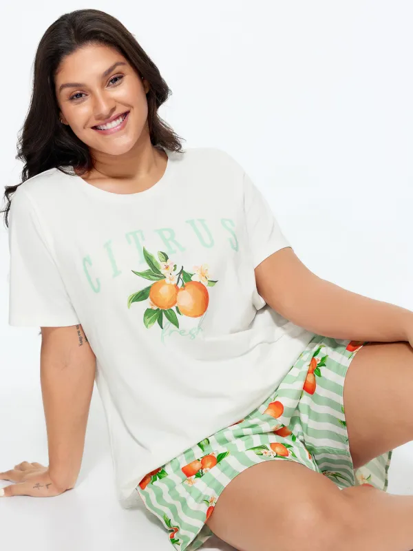 Citrus Print Stretchy Lounge Set made by Bloomchic