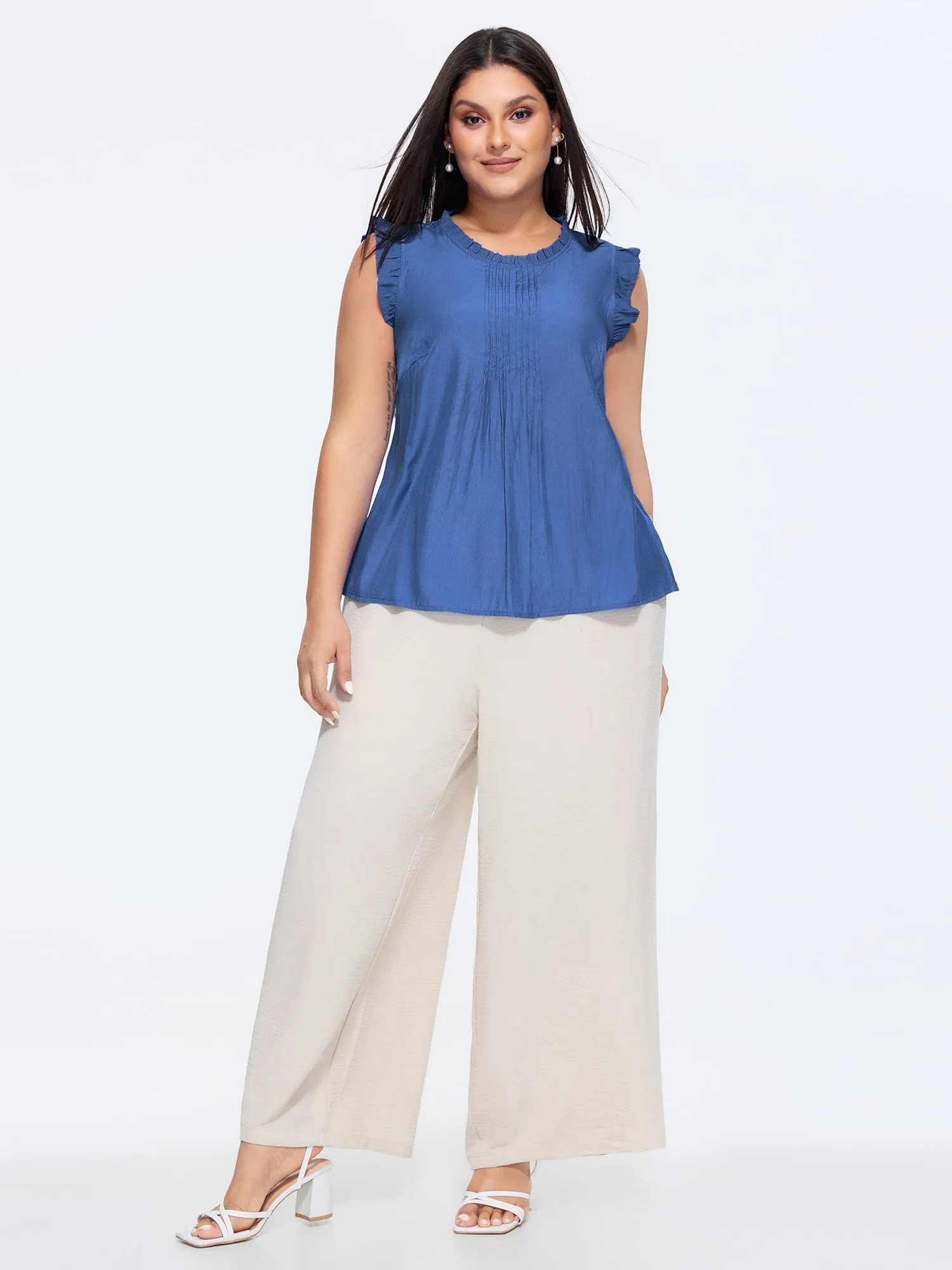 Flutter Sleeve Toothpick Pleat Blouse sold by Bloomchic product image thumbnail 3