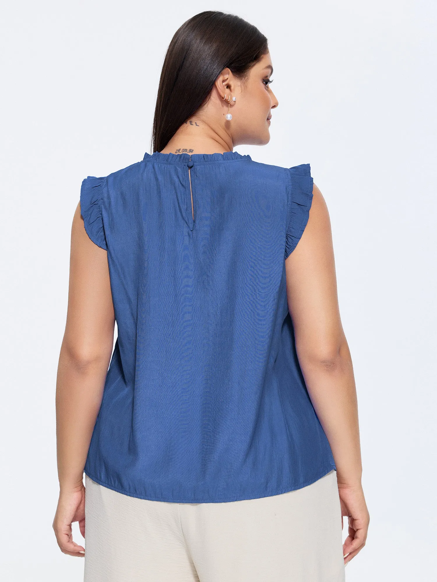 Flutter Sleeve Toothpick Pleat Blouse sold by Bloomchic product image thumbnail 4