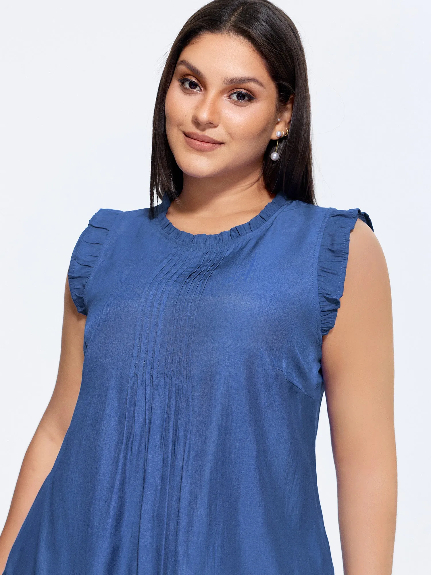 Flutter Sleeve Toothpick Pleat Blouse sold by Bloomchic product image thumbnail 2