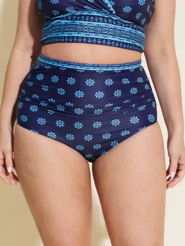 Geometric Print Contrast Swim Bottoms made by Bloomchic