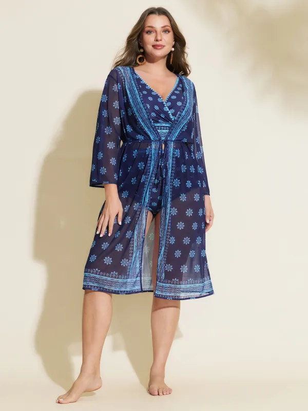 Floral Sheer Front-Tie Swim Cover-Up made by Bloomchic
