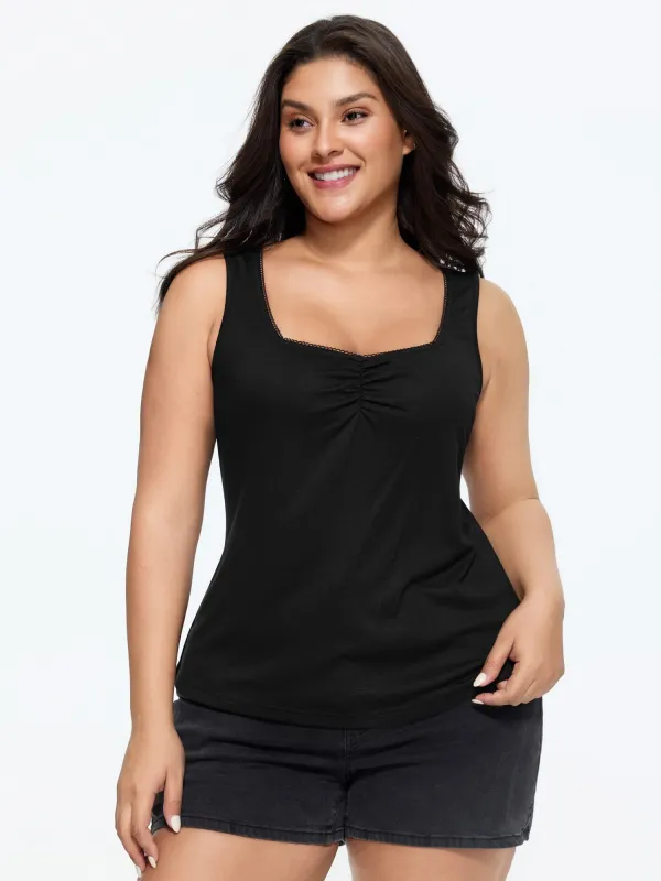 Supersoft Scoop Neckline Lace Tank Top made by Bloomchic