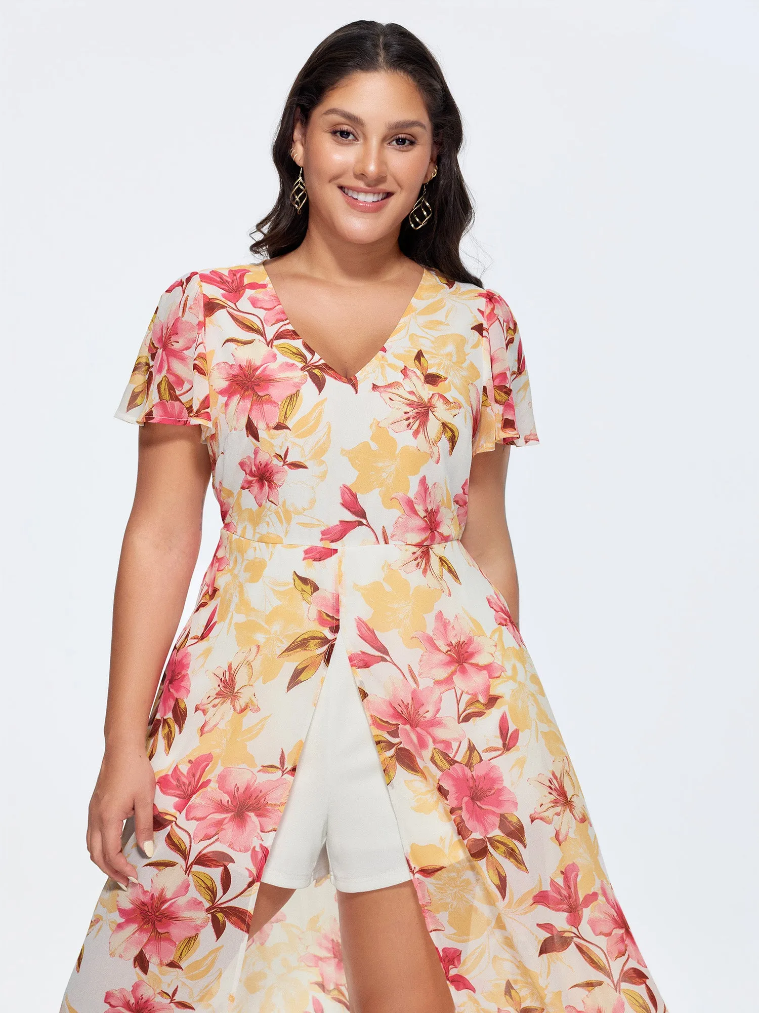 Floral Print Stretchy Layered Jumpsuit sold by Bloomchic product image thumbnail 3